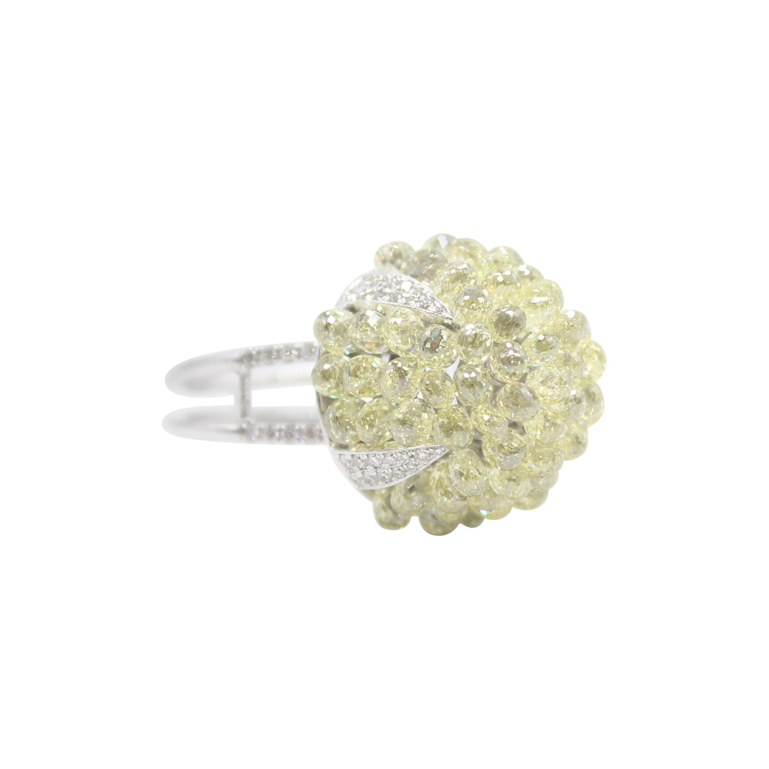 PANIM 18k White Gold Briolette Diamond Dome Ring
