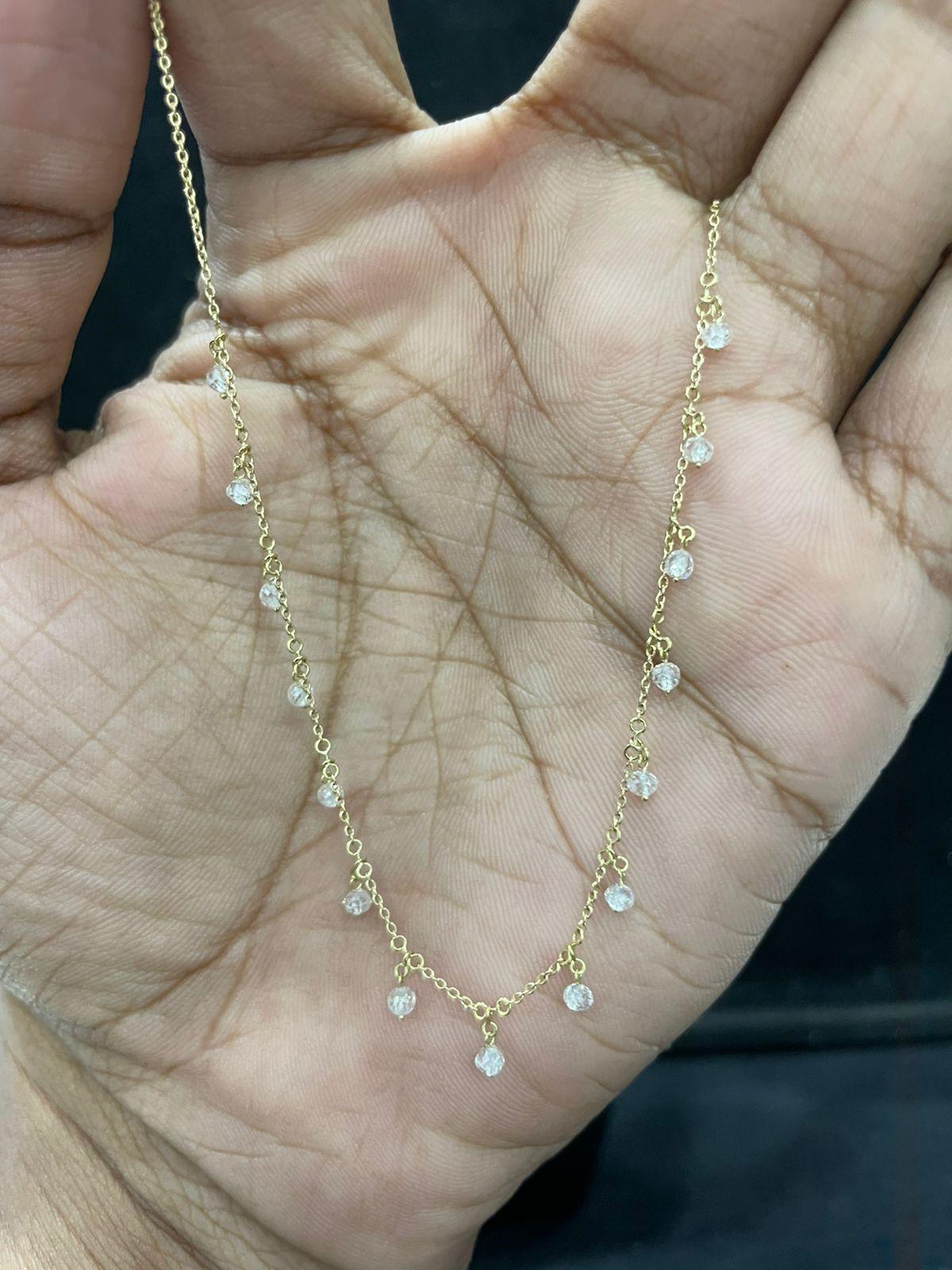 PANIM 18K White Gold Diamond Beads Dangling Necklace In New Condition For Sale In Tsim Sha Tsui, Hong Kong
