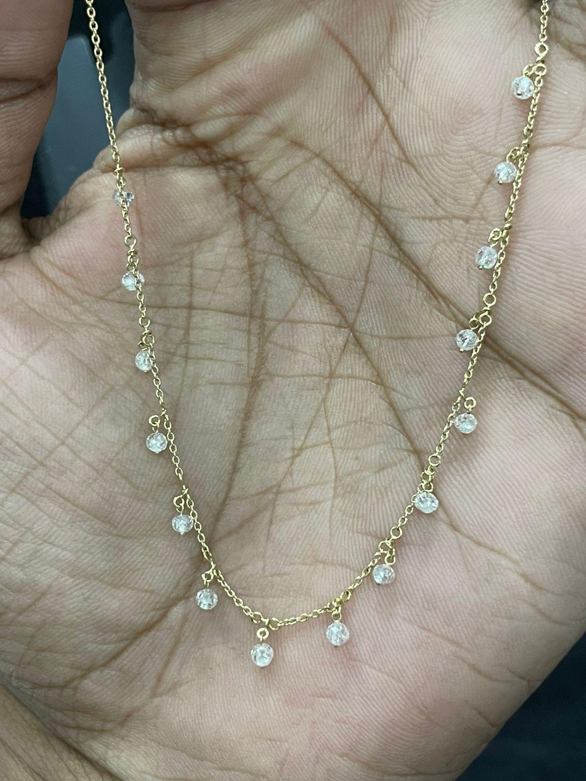 Women's PANIM 18K White Gold Diamond Beads Dangling Necklace For Sale