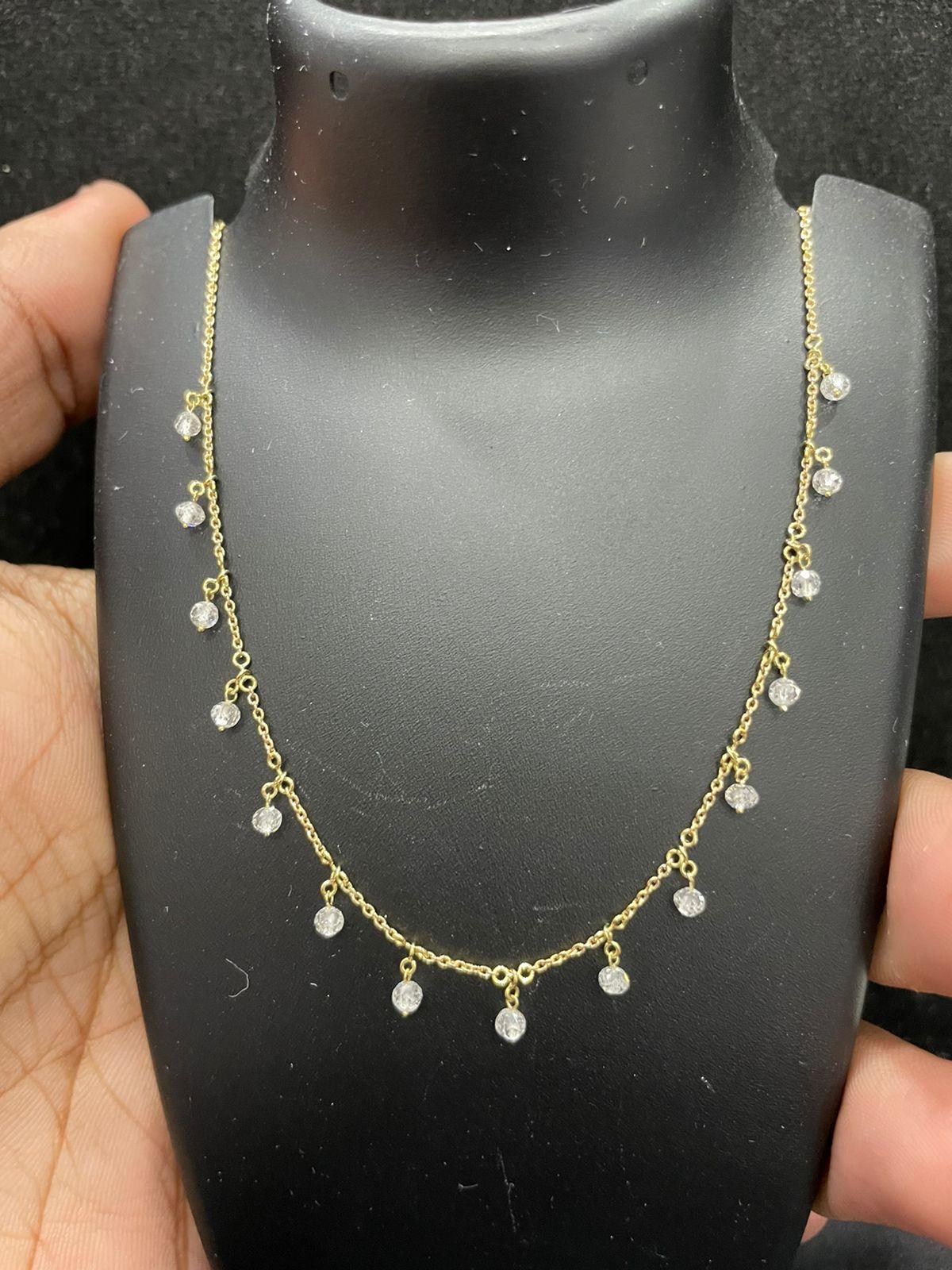 PANIM 18K White Gold Diamond Beads Dangling Necklace For Sale 2