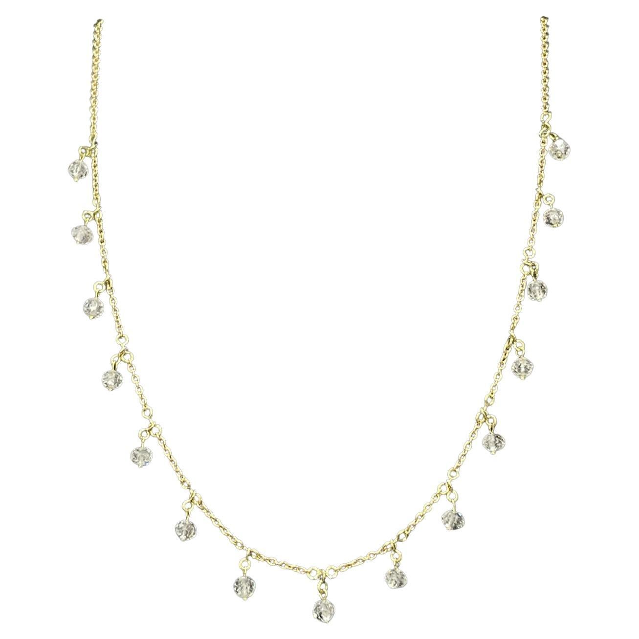 PANIM 18K White Gold Diamond Beads Dangling Necklace For Sale