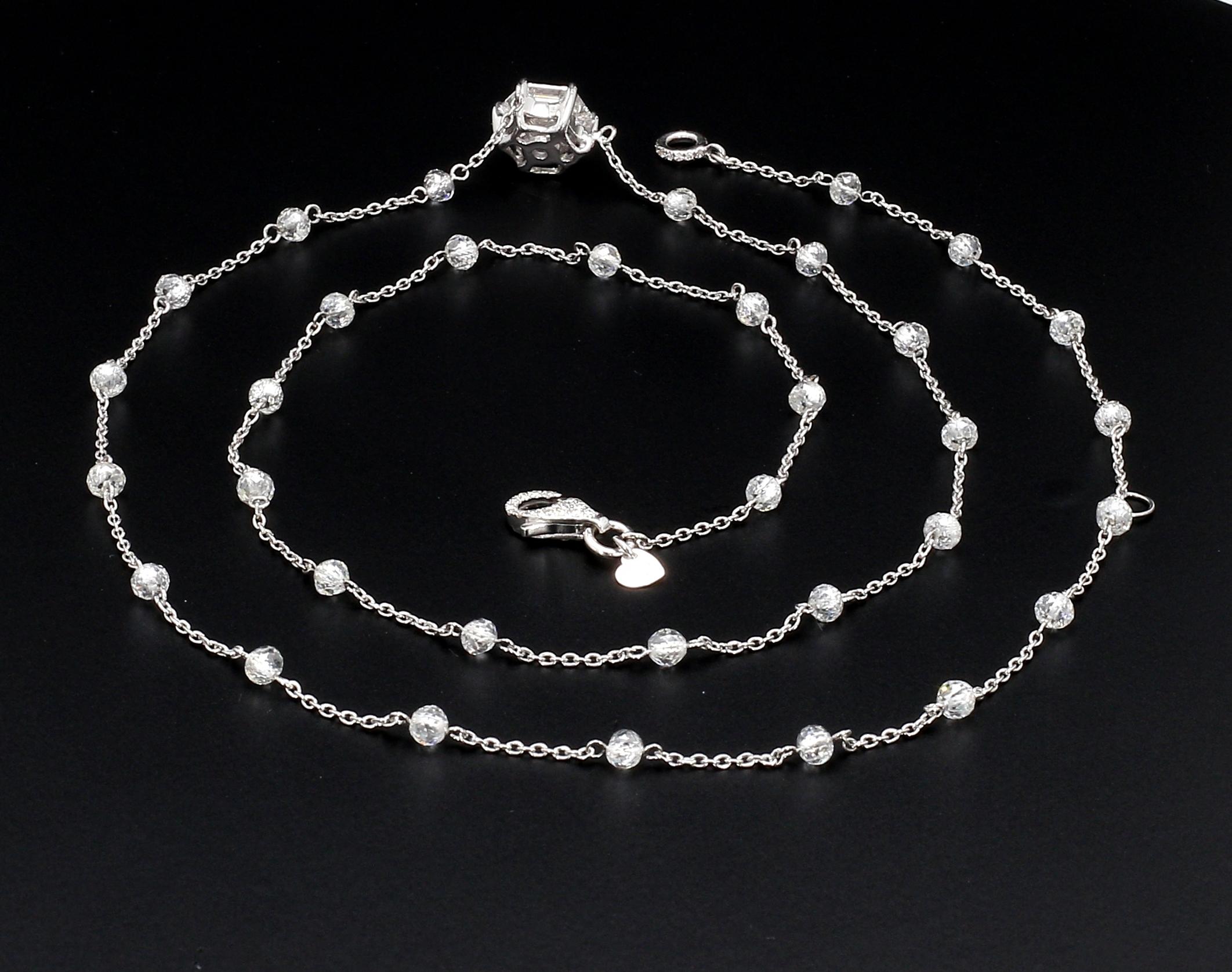 PANIM Sechseckige Halskette, 18 Karat Weißgold Diamant-Perlen & Diamant-Illusions im Zustand „Neu“ im Angebot in Tsim Sha Tsui, Hong Kong