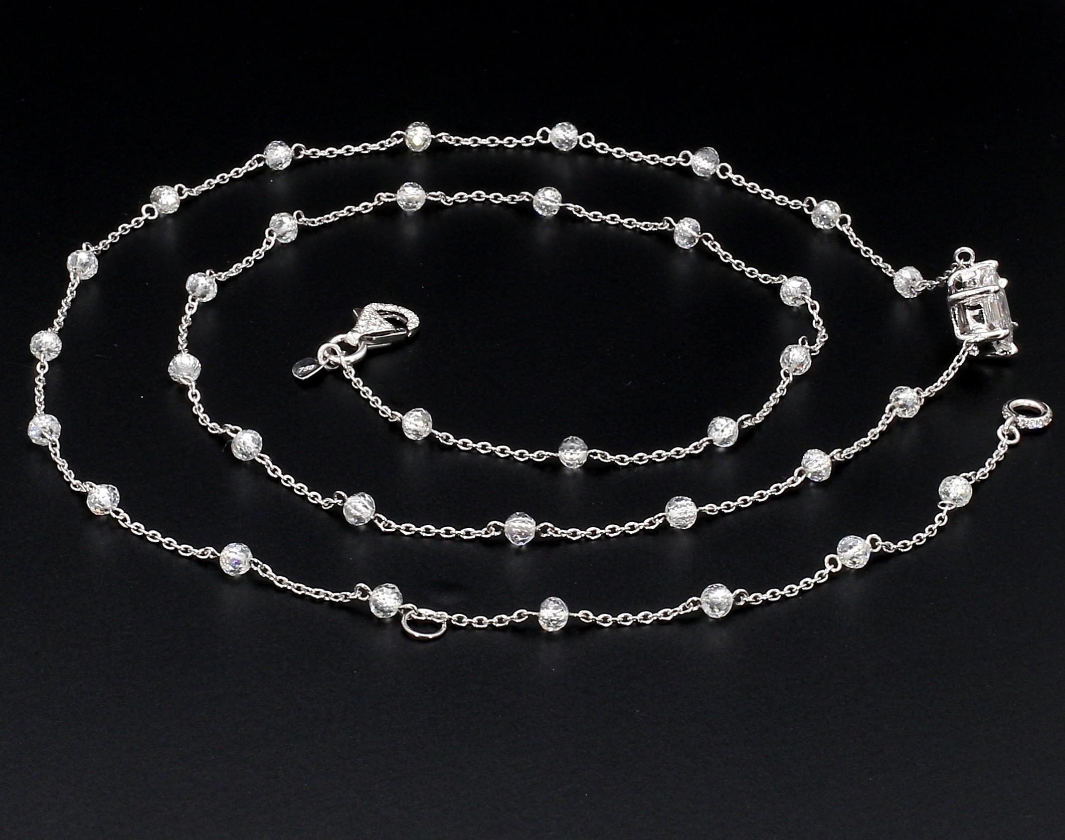 PANIM Sechseckige Halskette, 18 Karat Weißgold Diamant-Perlen & Diamant-Illusions Damen im Angebot