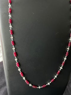 PANIM  18k White Gold Diamond Beads & Ruby Necklace