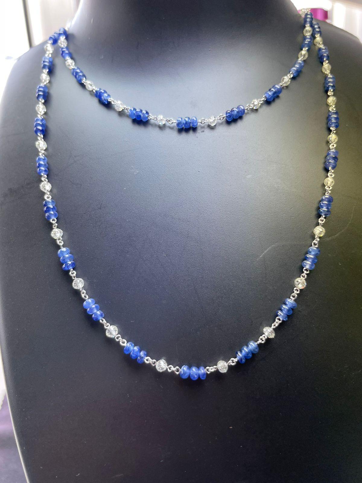 PANIM 18k White Gold Diamond Beads & Sapphire Necklace

Diamond Beads & Natural Blue Sapphires are used to embellish a delicate necklace ,everything fluidly flowing among one another, their hues enhancing one another's. Perfect as a gift for loved