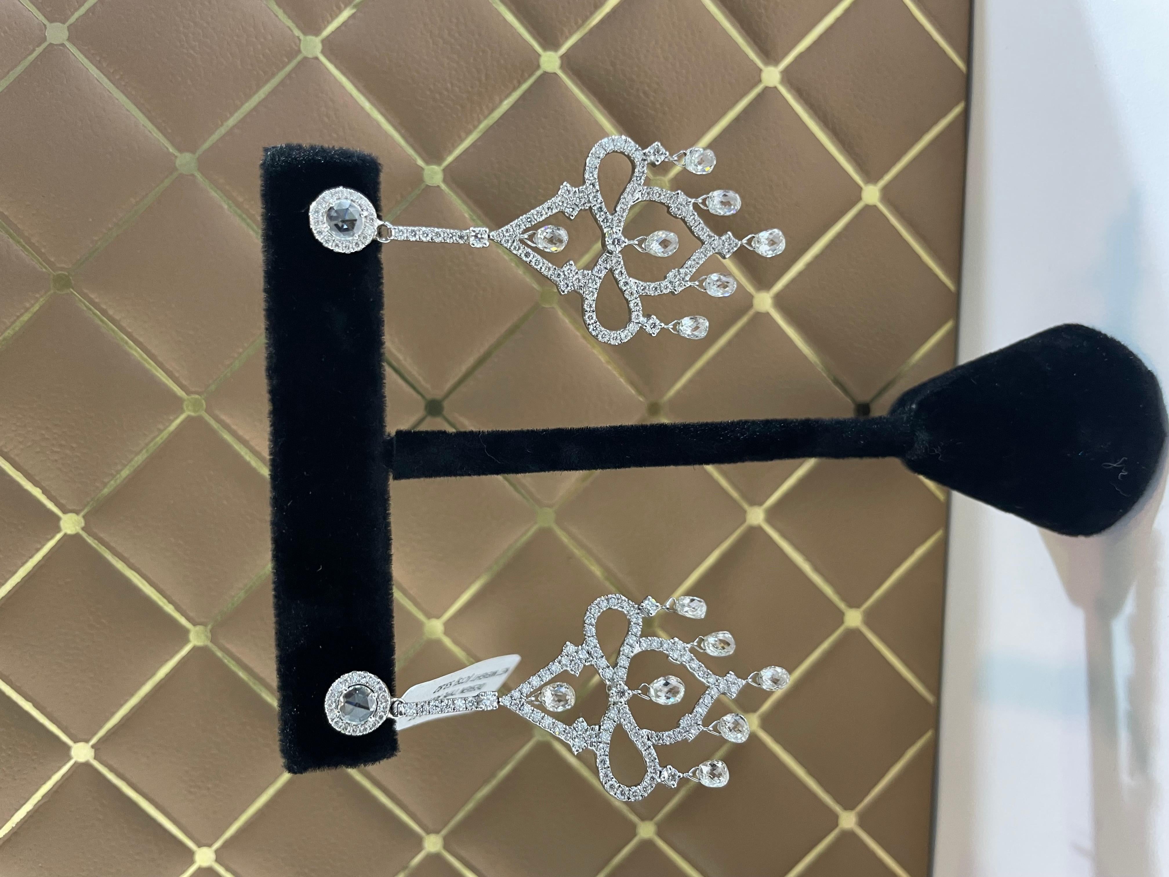 Donna PANIM Orecchini Chandelier con Diamanti Briolette in Oro Bianco 18K in vendita