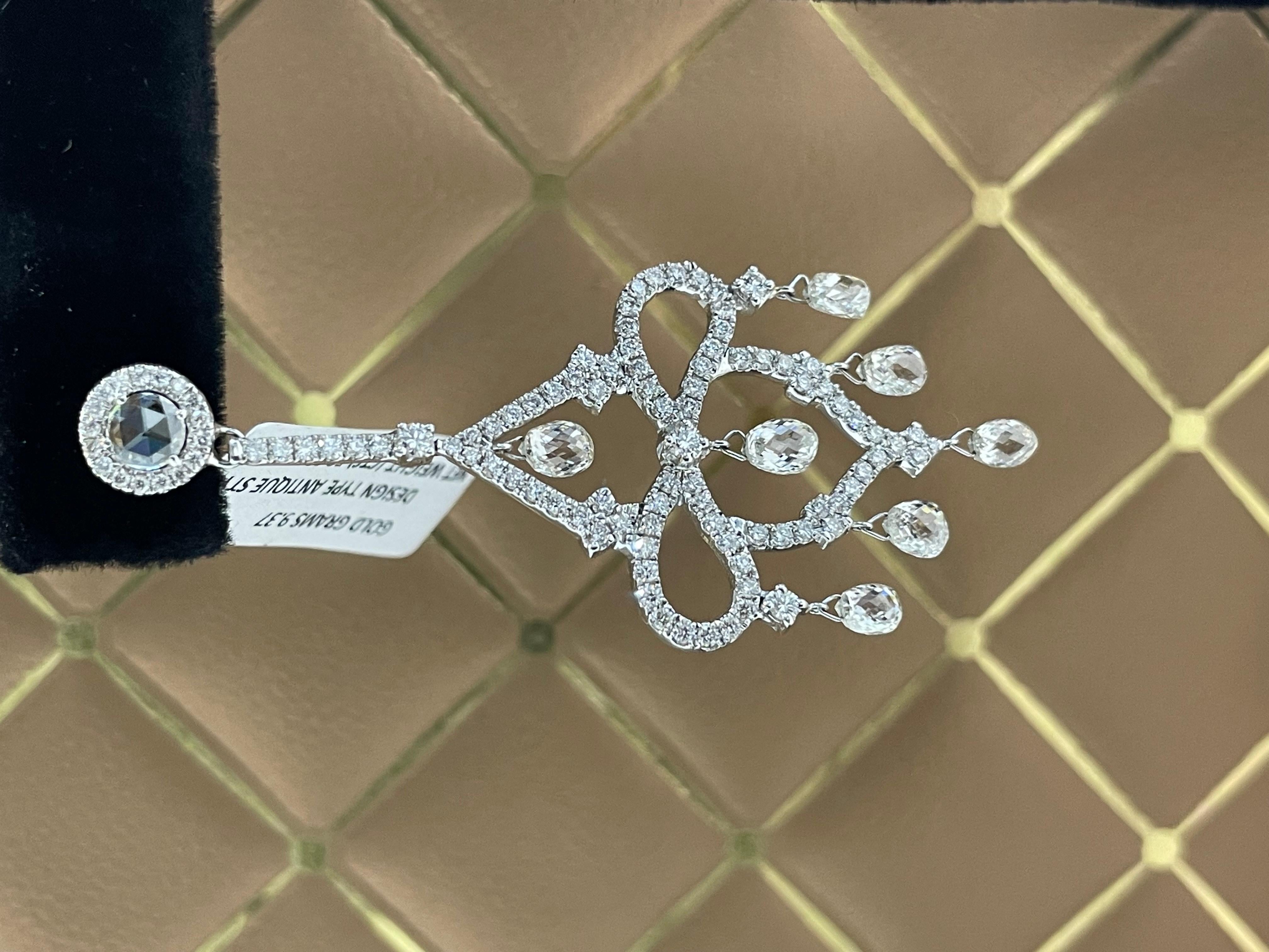 PANIM Orecchini Chandelier con Diamanti Briolette in Oro Bianco 18K in vendita 1