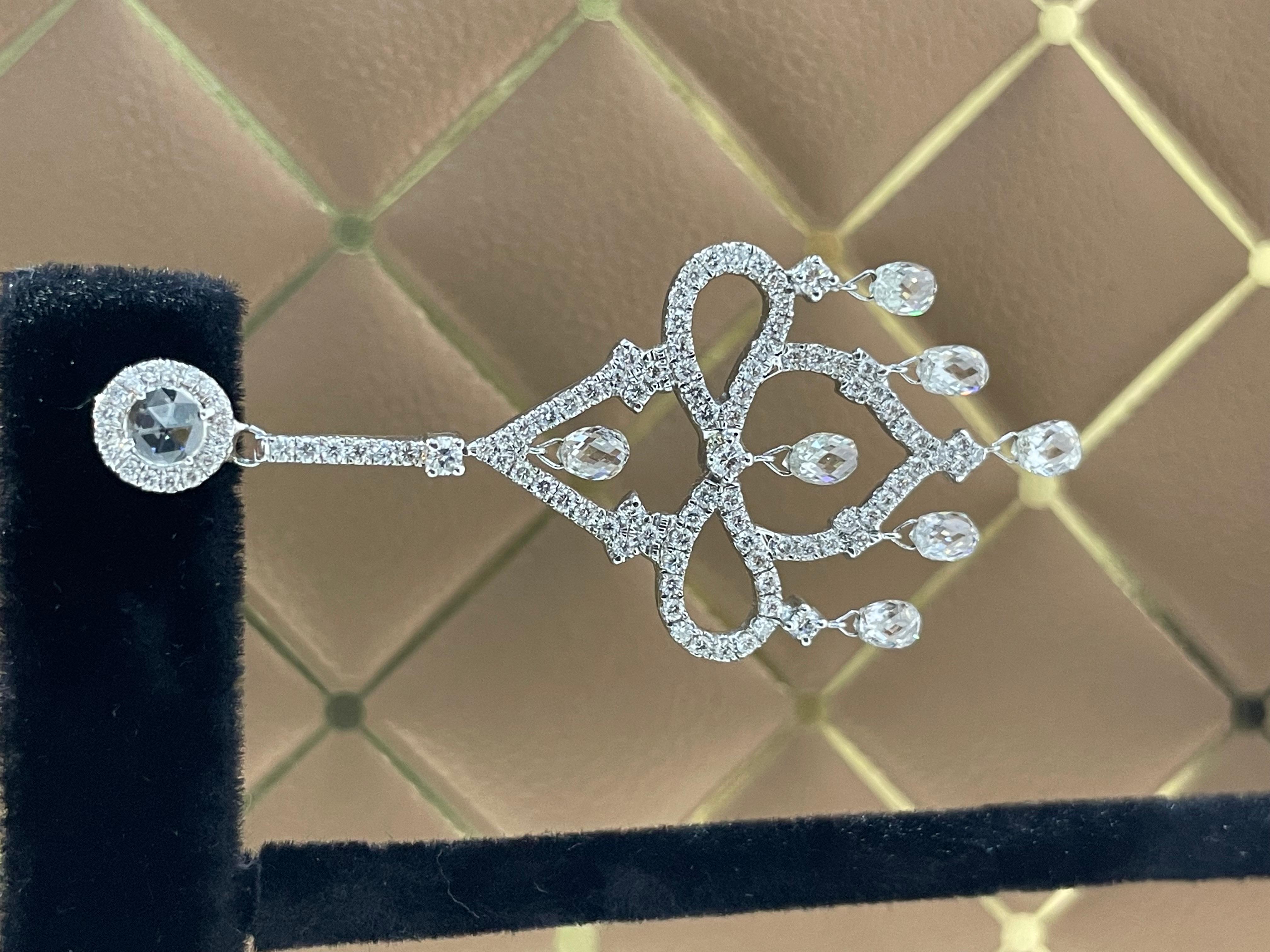 PANIM Orecchini Chandelier con Diamanti Briolette in Oro Bianco 18K in vendita 2