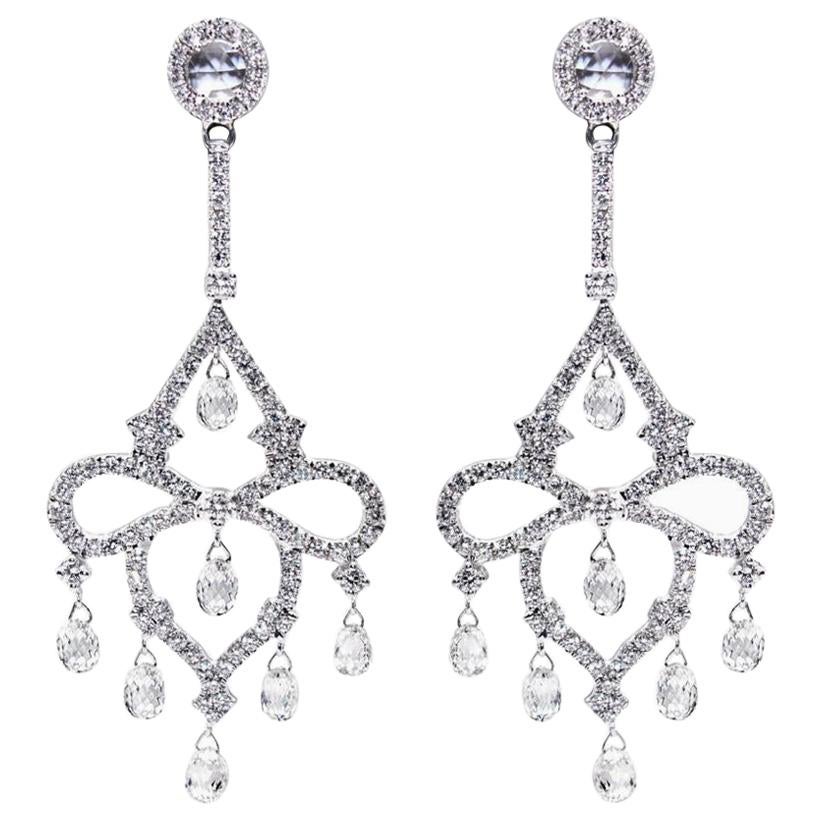 PANIM Orecchini Chandelier con Diamanti Briolette in Oro Bianco 18K
