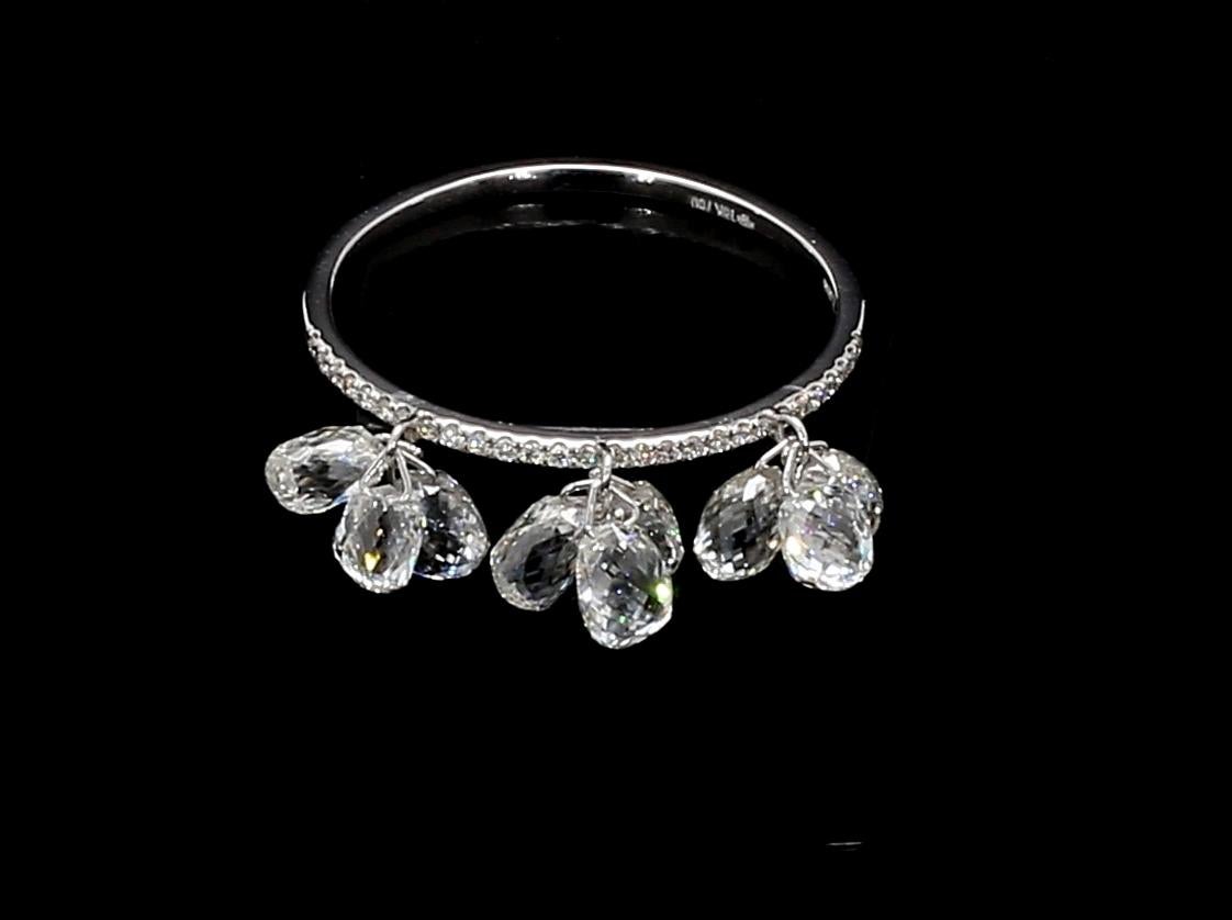 PANIM 18k White Gold Diamond Briolette Dangling Ring For Sale 5