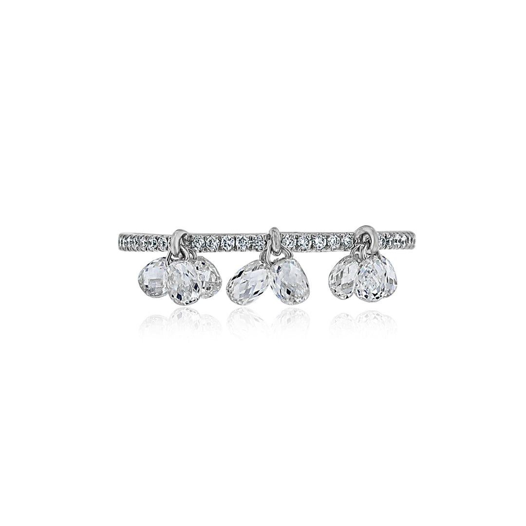 PANIM 18k White Gold Diamond Briolette Dangling Ring For Sale 10