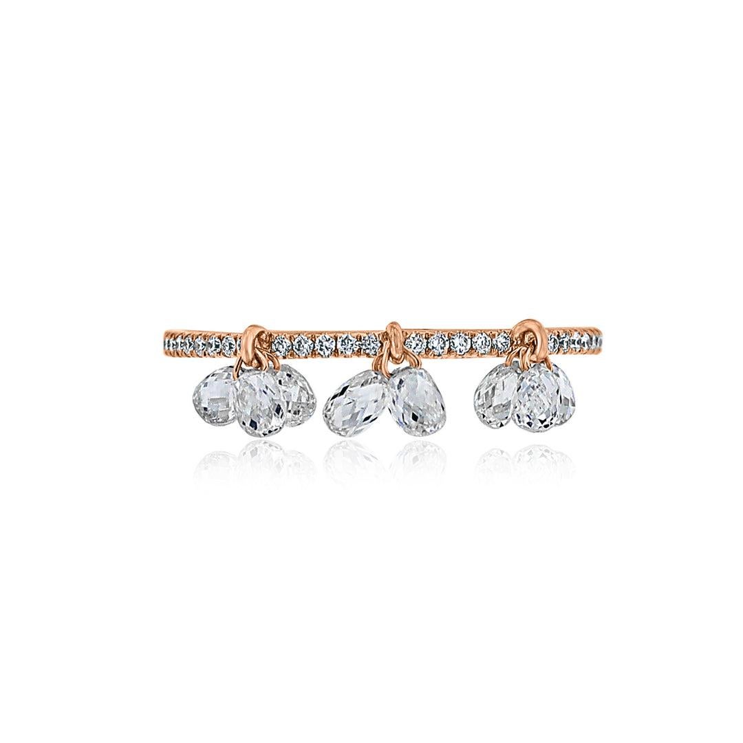 PANIM 18k White Gold Diamond Briolette Dangling Ring For Sale 11
