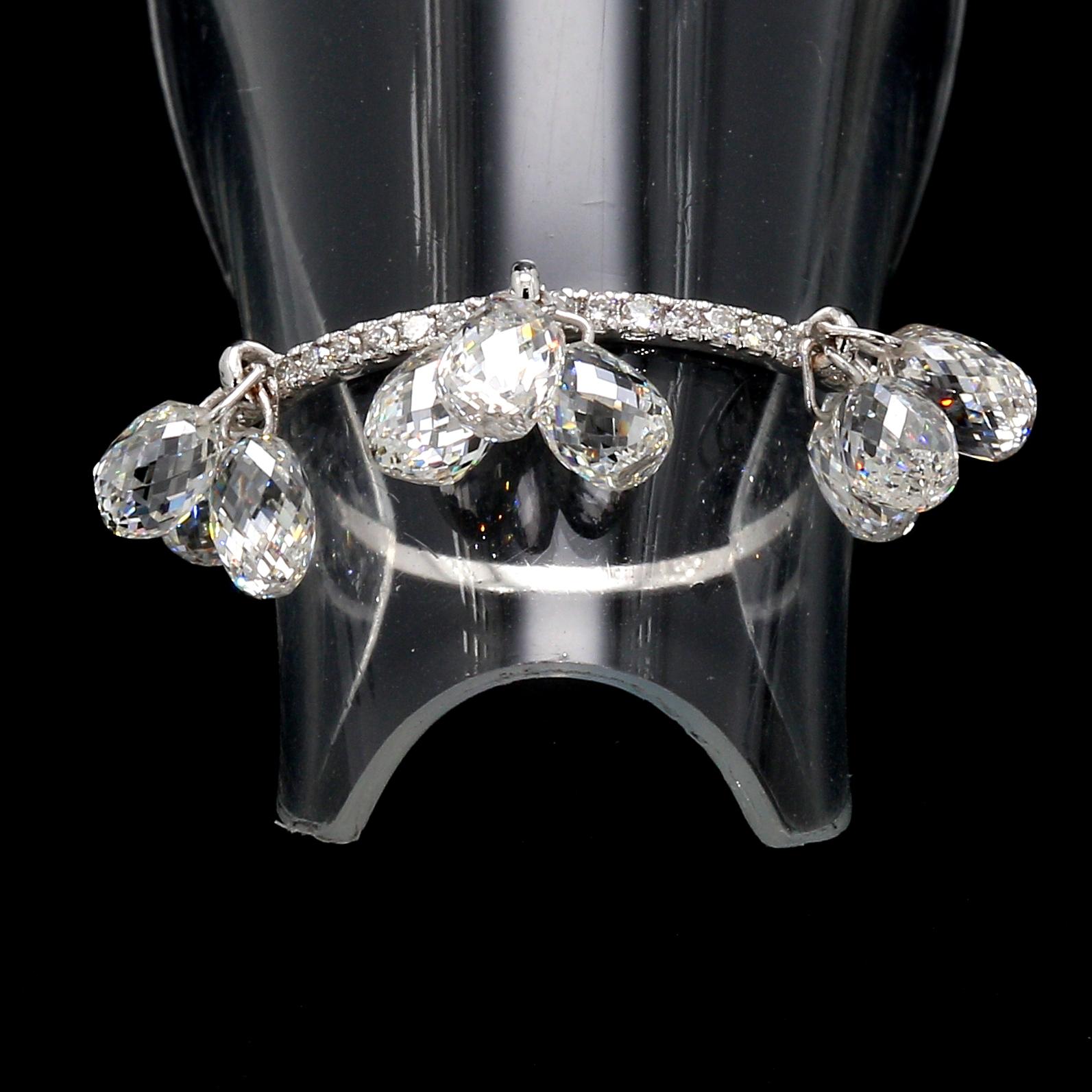 PANIM 18k White Gold Diamond Briolette Dangling Ring In New Condition For Sale In Tsim Sha Tsui, Hong Kong