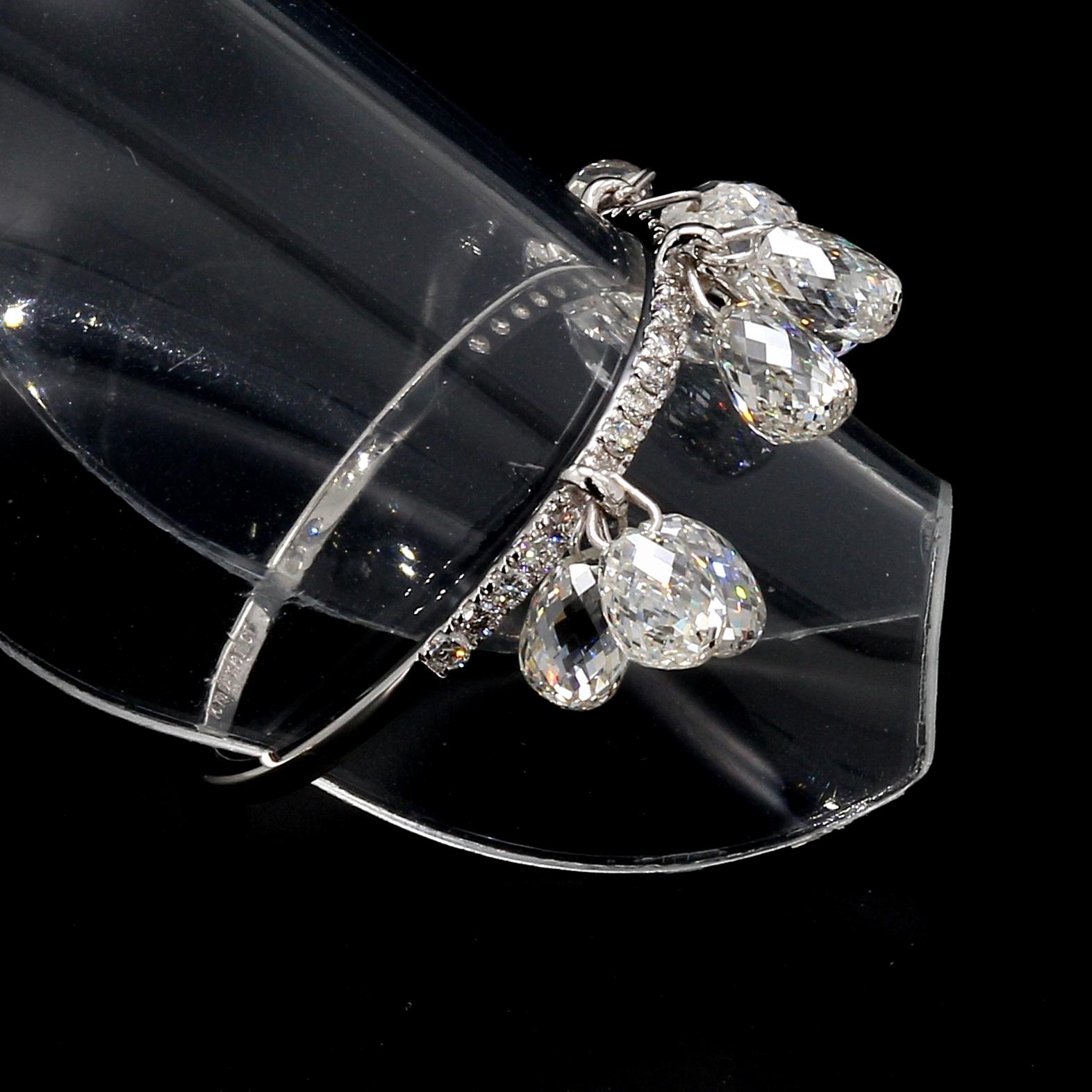 PANIM 18k White Gold Diamond Briolette Dangling Ring For Sale 3