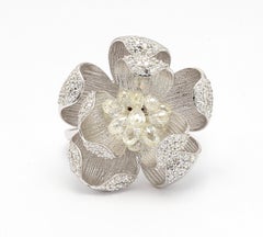 PANIM 18K White Gold Diamond Briolette Floral Ring