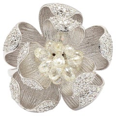 PANIM 18K Weißgold Diamant-Blumenring mit Briolette-Blumenring