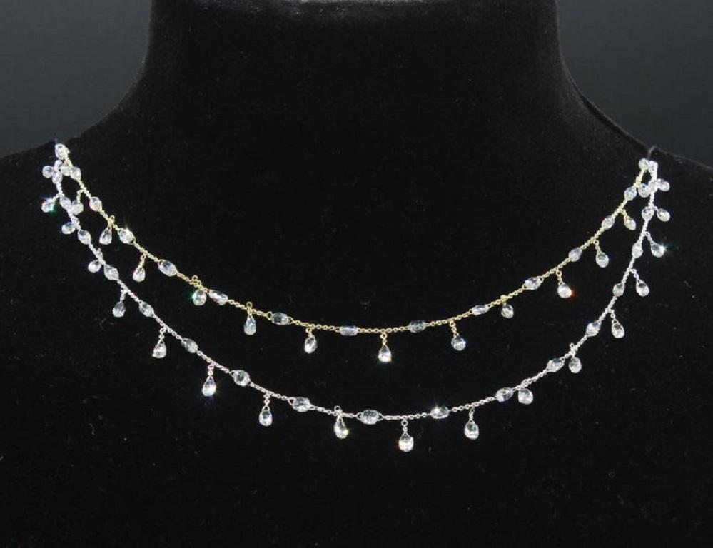 Modern PANIM 18K White Gold Diamond Briolette Raindrops Choker Necklace For Sale
