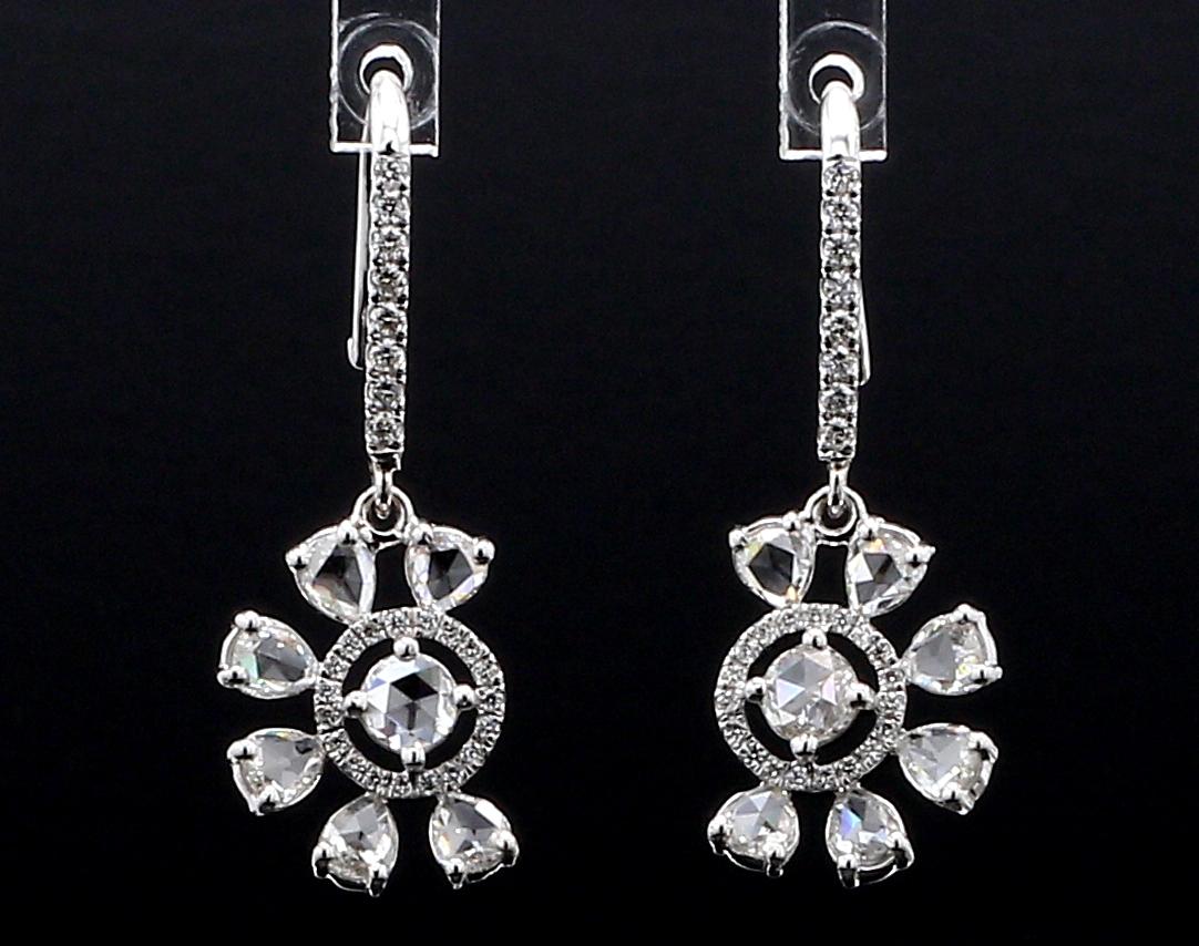 PANIM Orecchini floreali con diamante Rosecut in oro bianco 18k in vendita 4