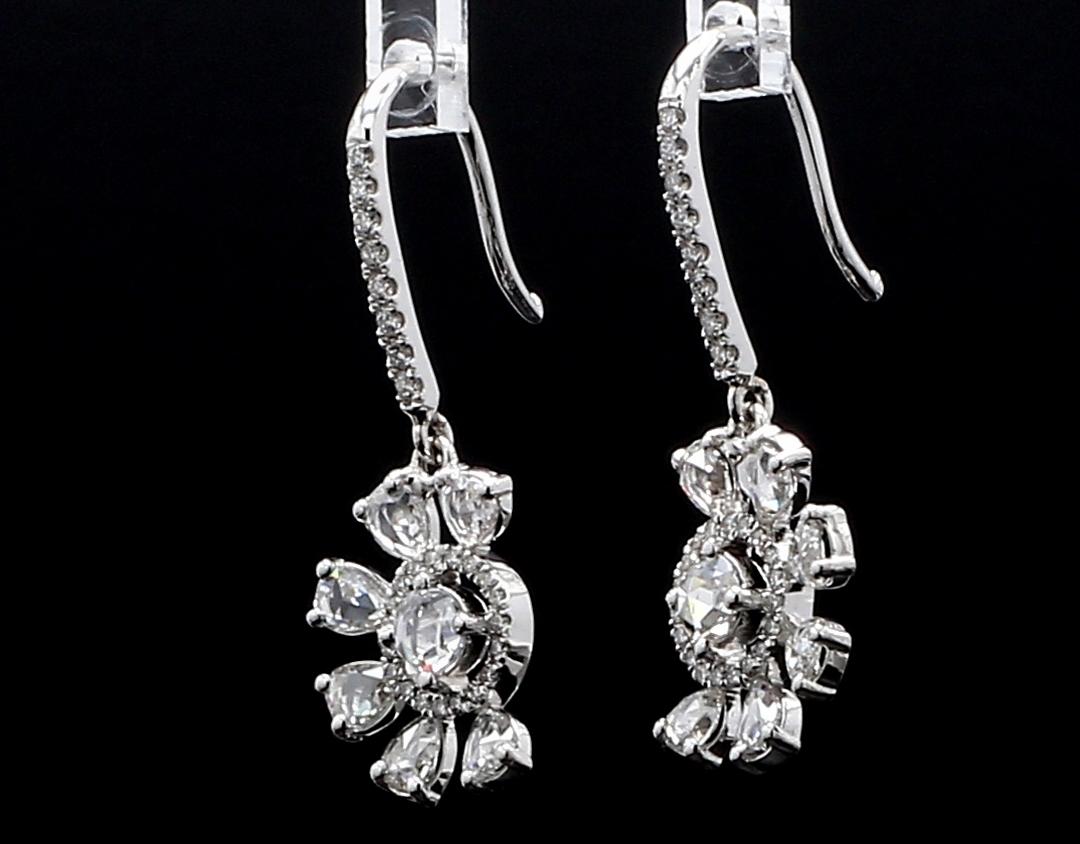 PANIM Orecchini floreali con diamante Rosecut in oro bianco 18k in vendita 5