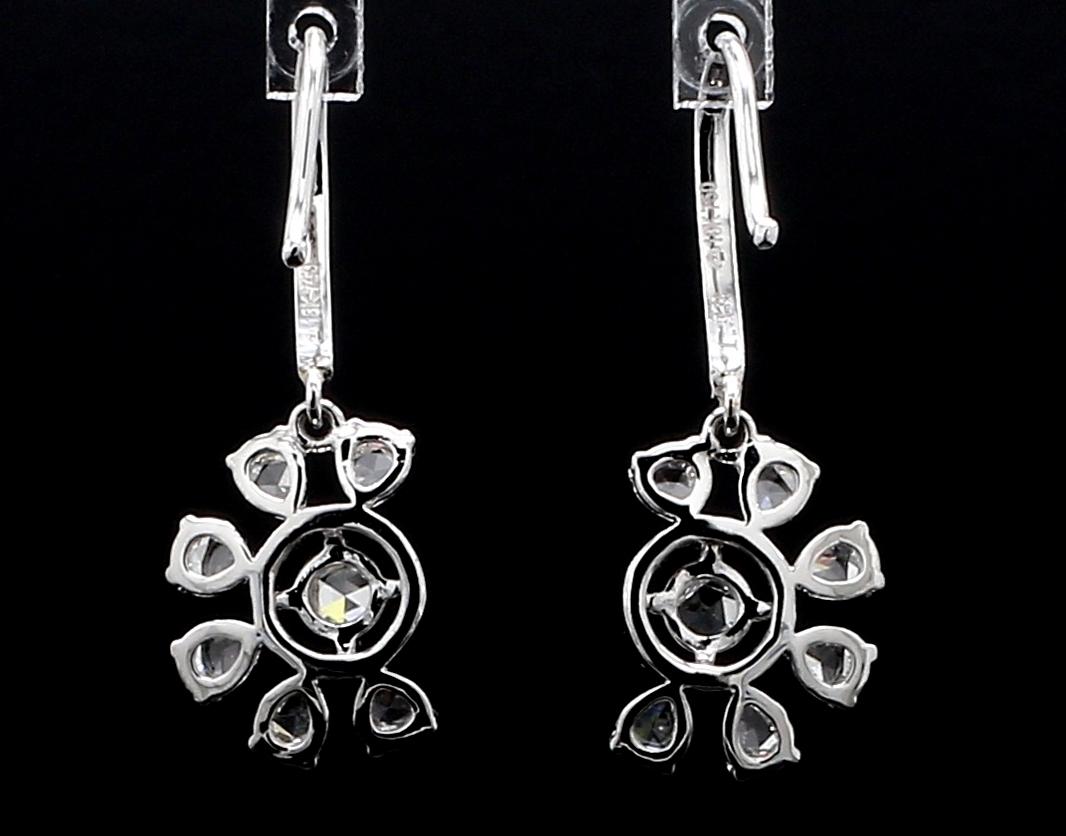 PANIM Orecchini floreali con diamante Rosecut in oro bianco 18k in vendita 7