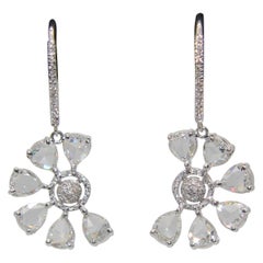 PANIM 18k White Gold Diamond Rosecut Floral Earrings