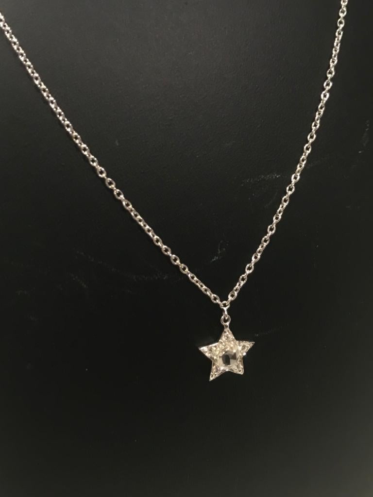 PANIM 18K White Gold Diamond Rosecut Star Necklace For Sale 1