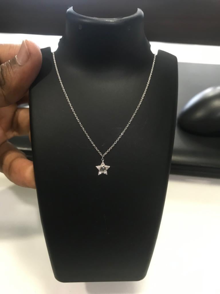 PANIM 18K White Gold Diamond Rosecut Star Necklace For Sale 2