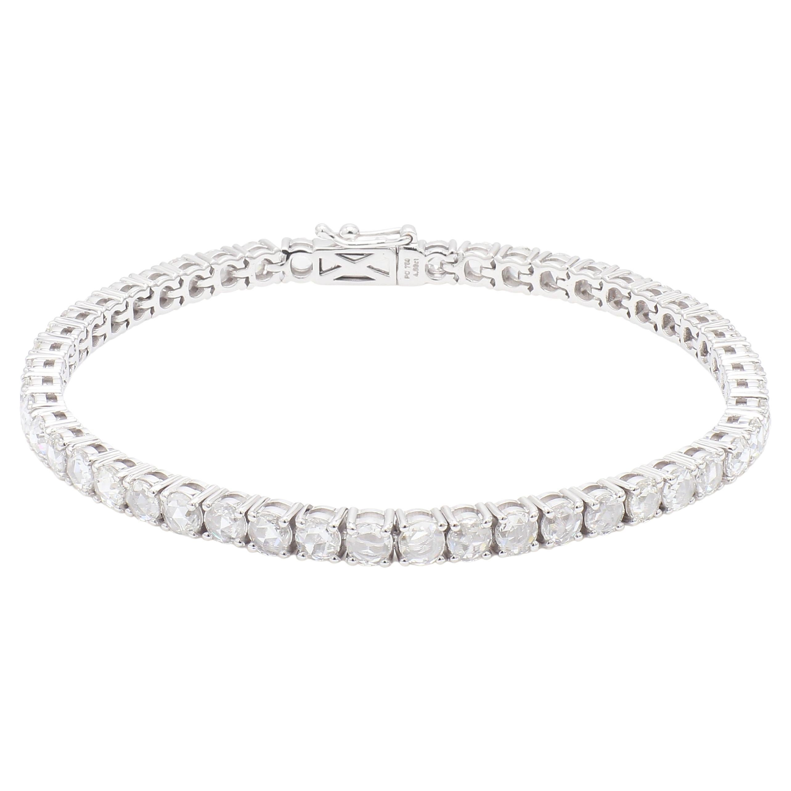PANIM 18K White Gold Diamond Rosecut Tennis Bracelet For Sale