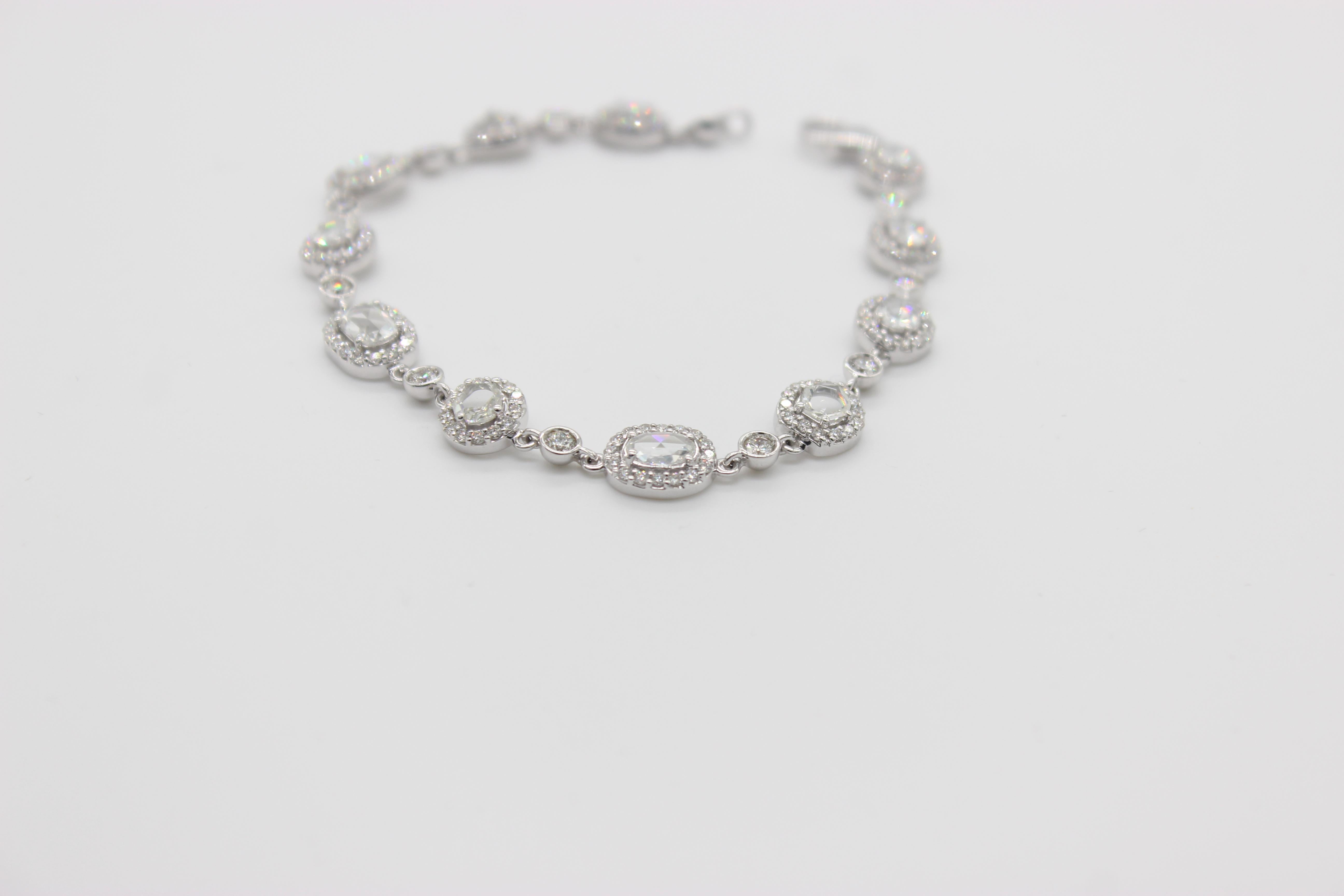 Modern PANIM 18 Karat White Gold Diamond Rosecut Bracelet For Sale