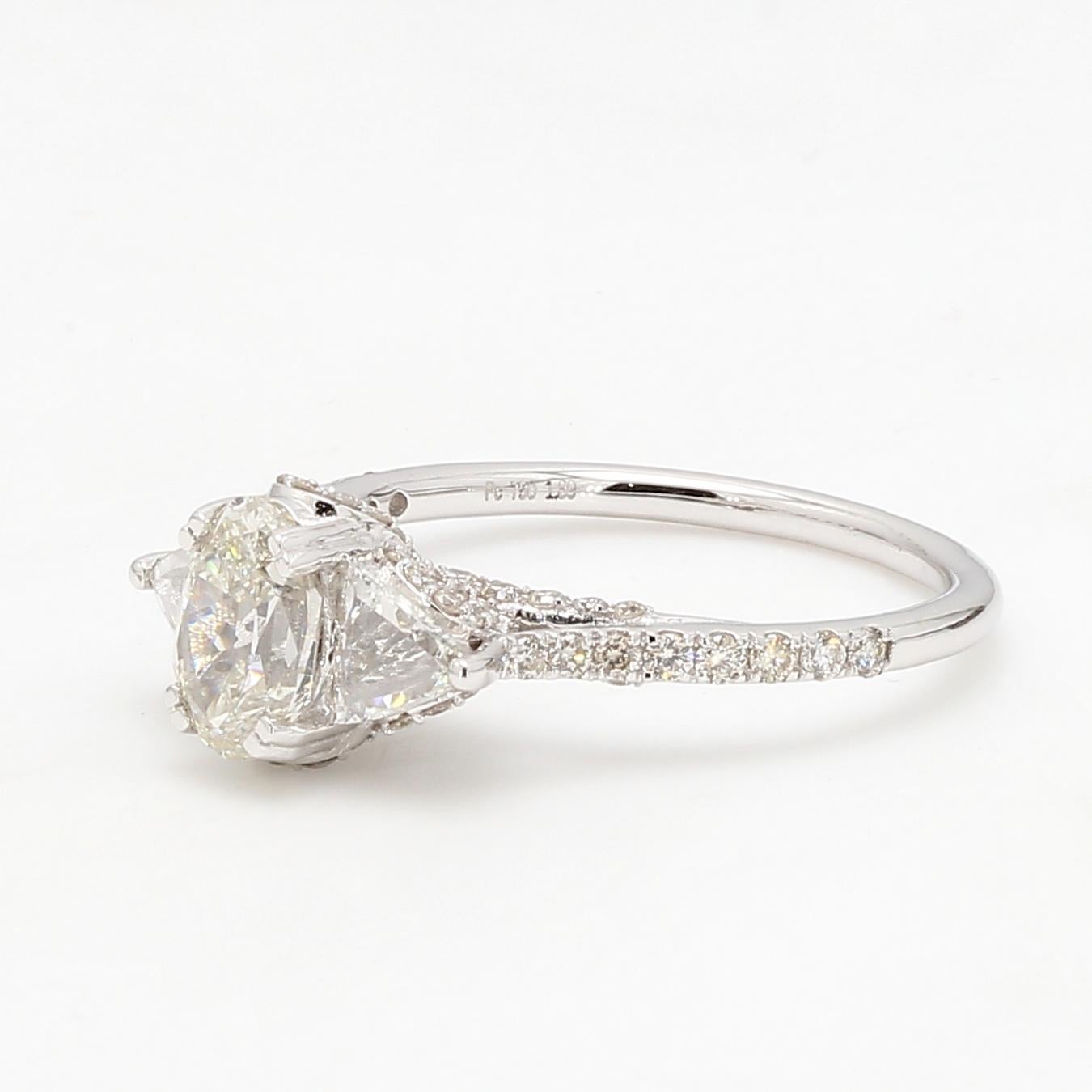 Modern PANIM 18k White Gold European Old Cut Diamond Engagement Ring For Sale