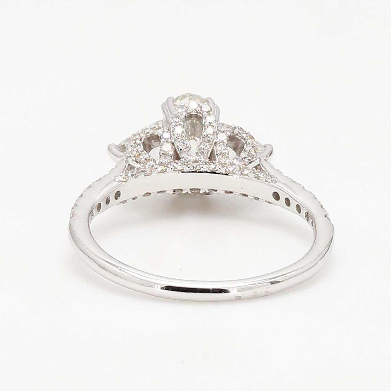 Women's or Men's PANIM 18k White Gold European Old Cut Diamond Engagement Ring For Sale