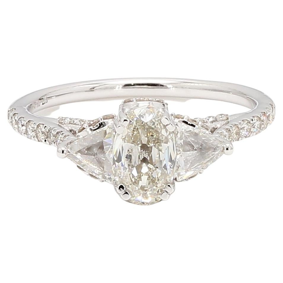 PANIM 18k White Gold European Old Cut Diamond Engagement Ring