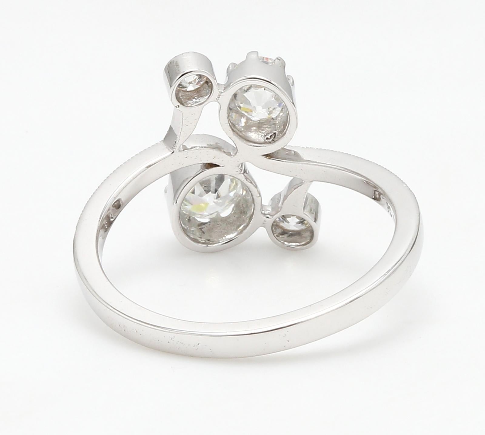 Women's PANIM 18k White Gold Old Mine Cut Ring For Sale