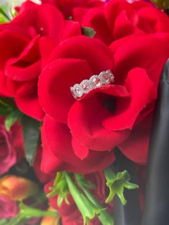 PANIM 18k White Gold Round Rosecut Diamond Eternity Ring