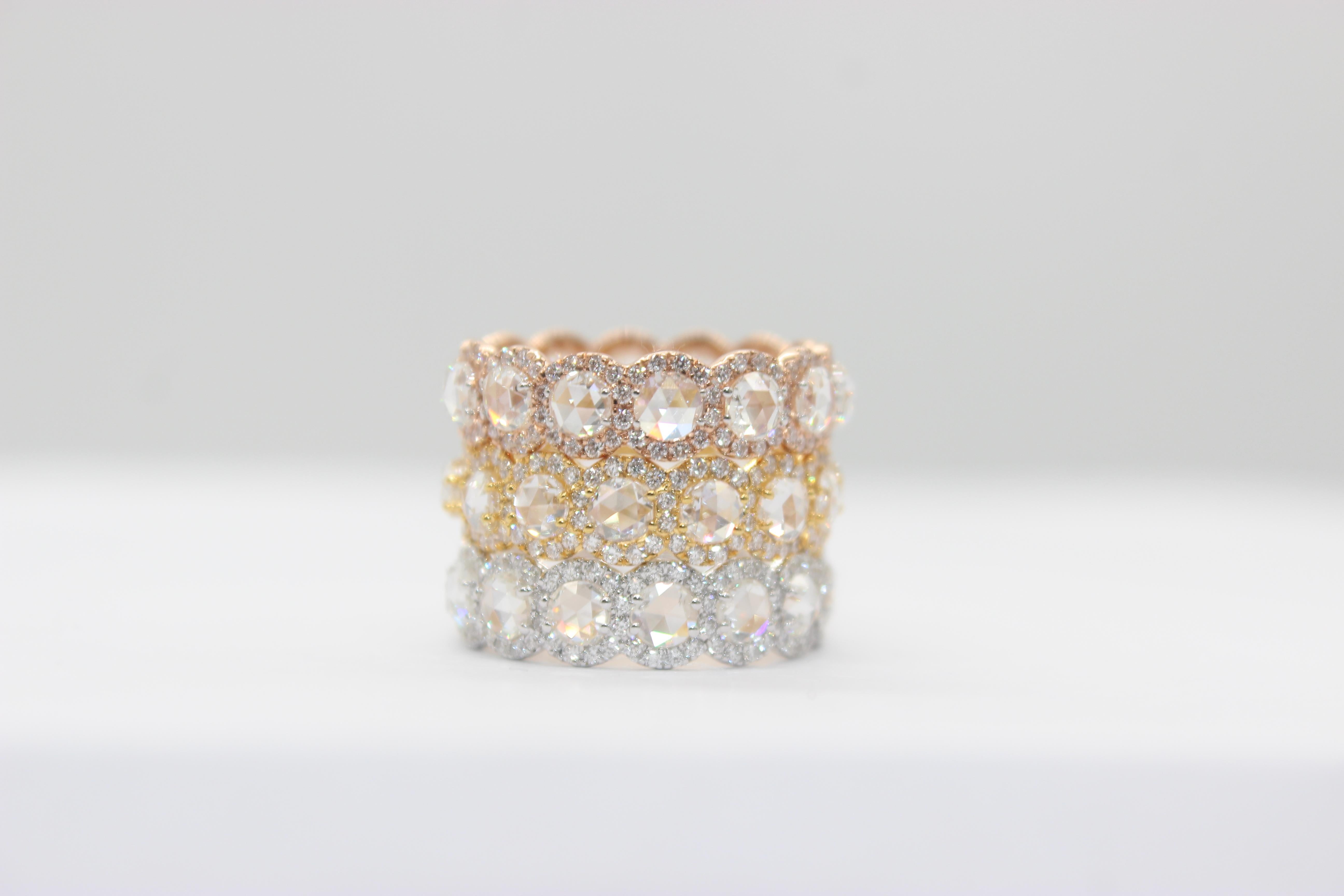 PANIM Eternity-Ring aus 18 Karat Weißgold mit rundem Diamanten im Rosenschliff (Moderne) im Angebot