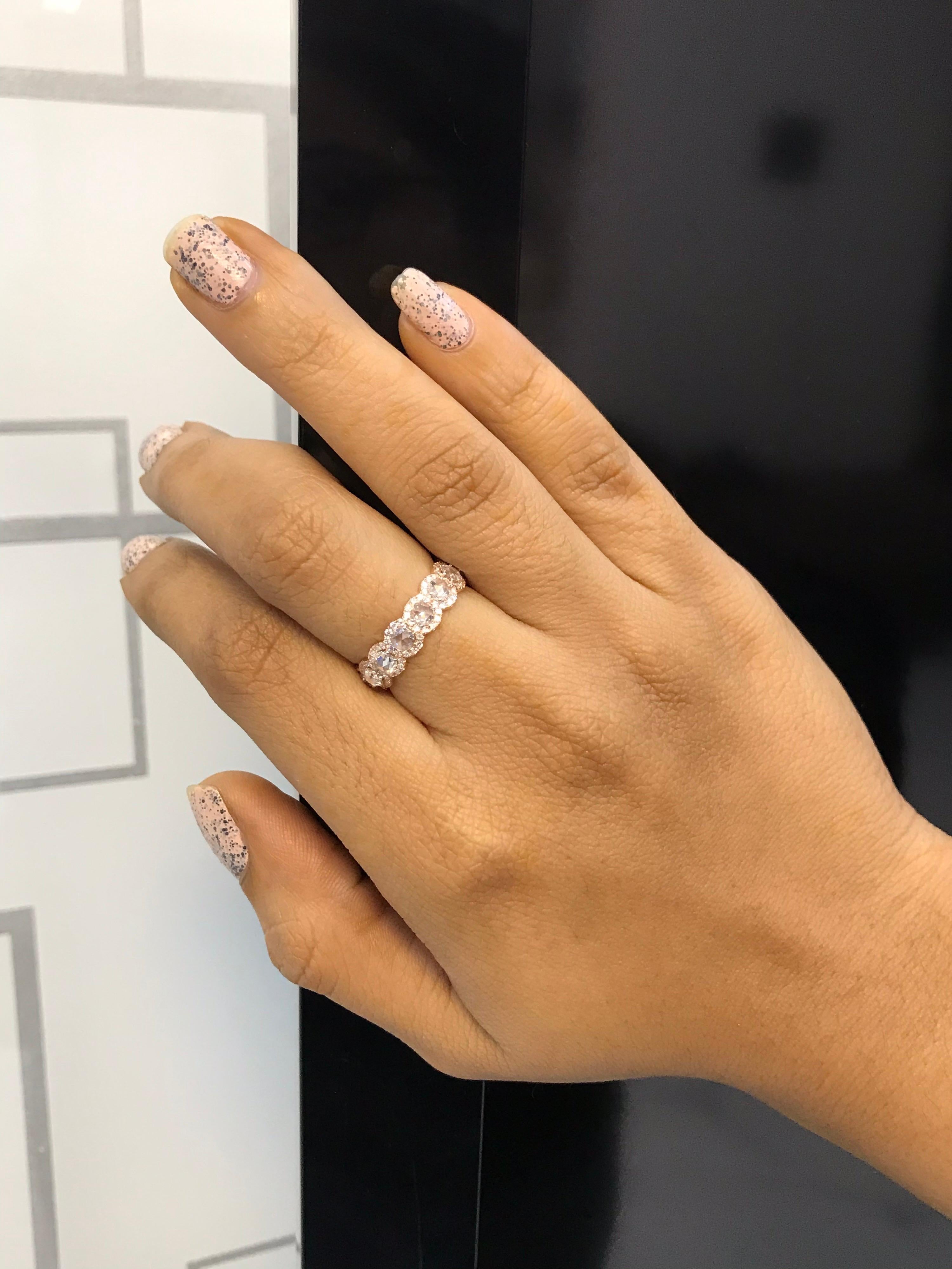 PANIM Anello di eternità con diamante rotondo Rosecut in oro bianco 18 carati in vendita 1