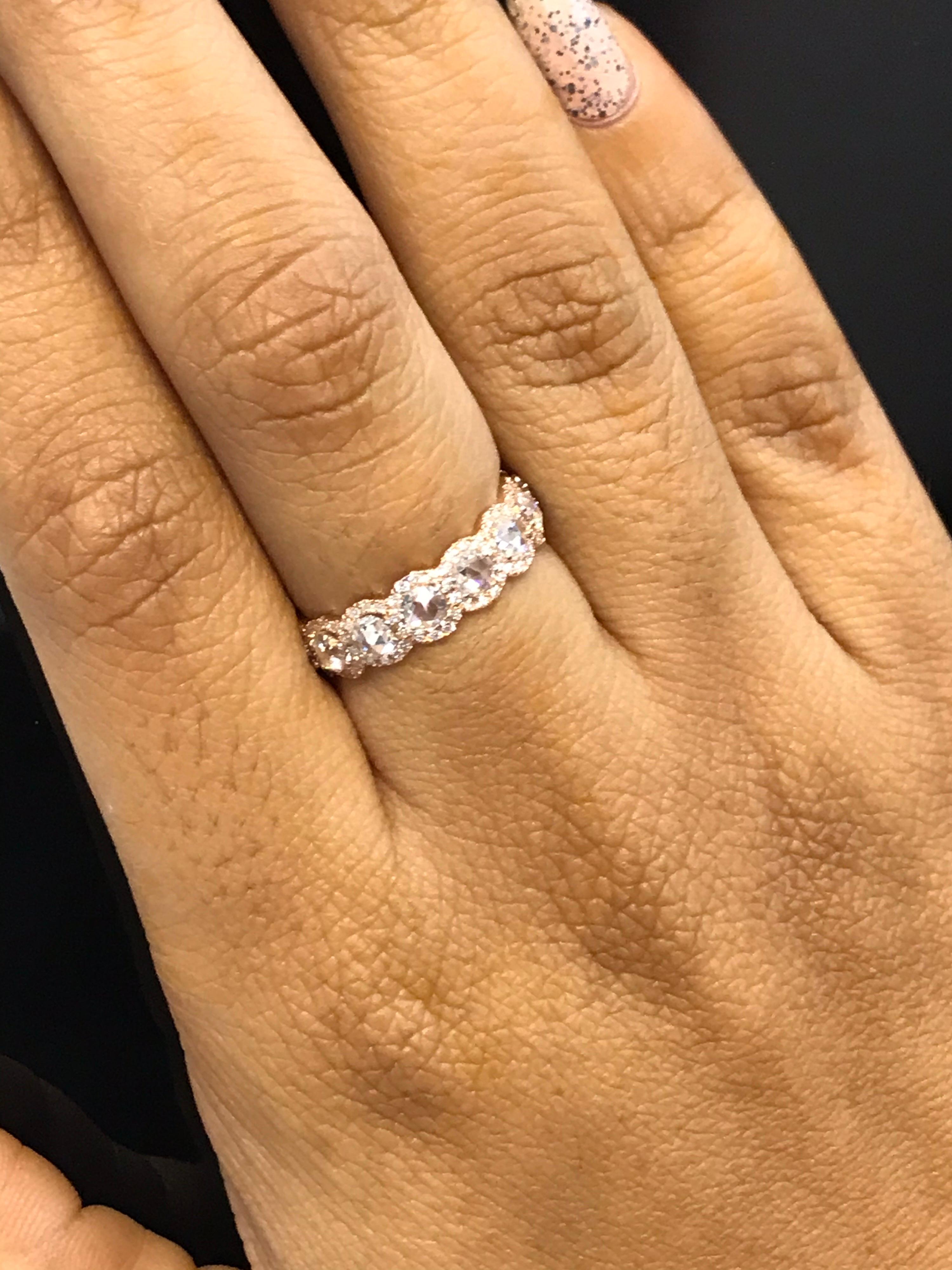 PANIM Anello di eternità con diamante rotondo Rosecut in oro bianco 18 carati in vendita 3
