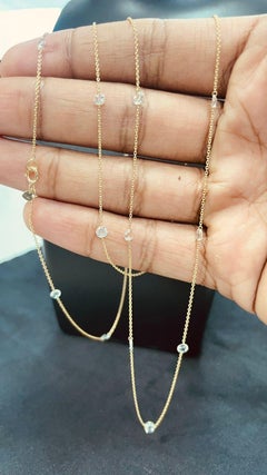 PANIM 18K Yellow Gold 2 Carat Diamond Rosecut Station Necklace