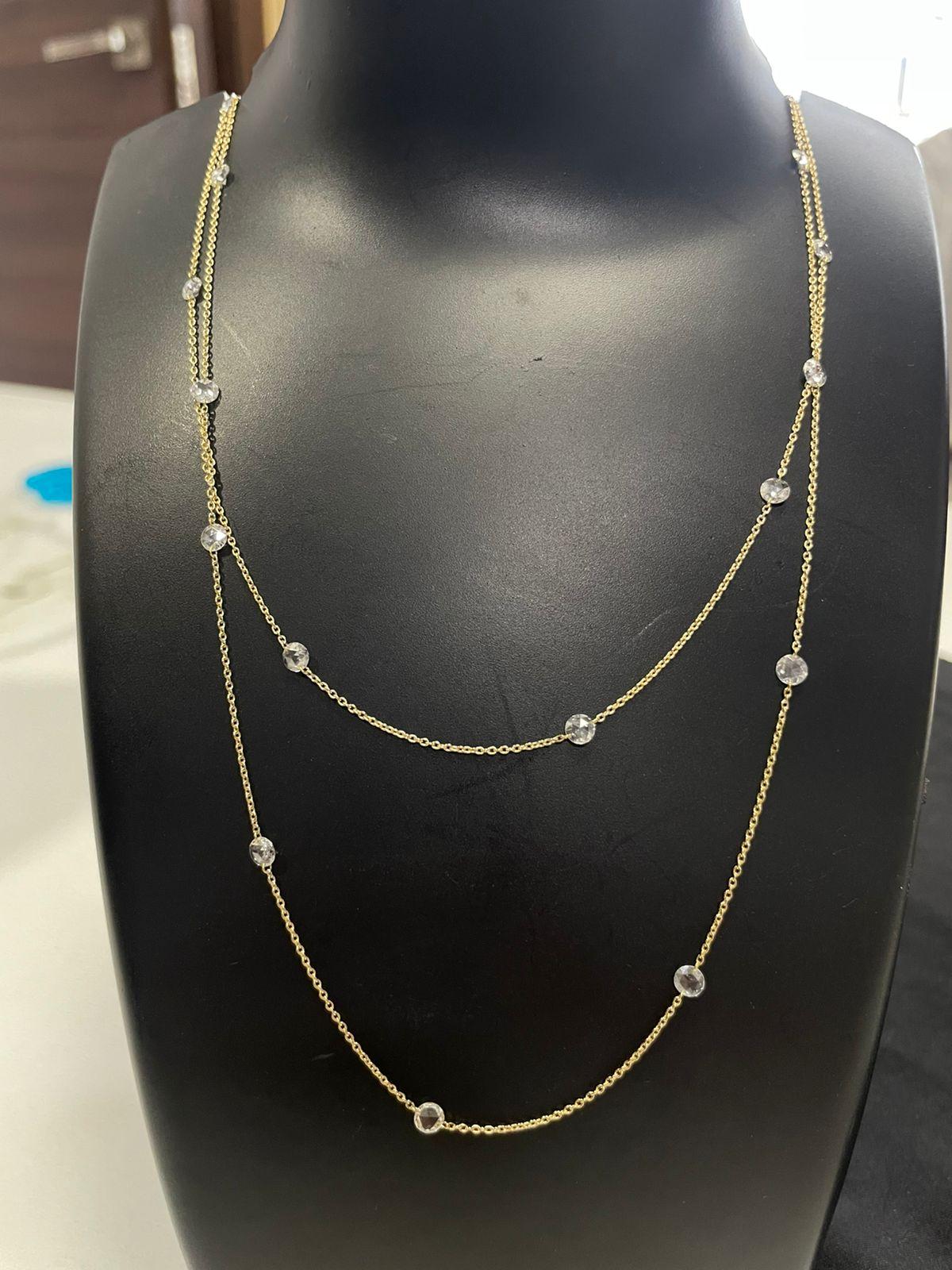 PANIM 18K Yellow Gold 2 Carat Diamond Rosecut Station Necklace In New Condition For Sale In Tsim Sha Tsui, Hong Kong