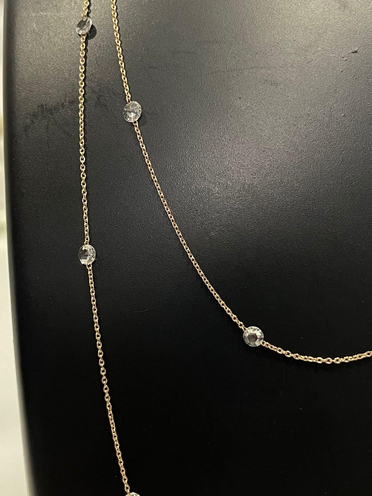 Women's PANIM 18K Yellow Gold 2 Carat Diamond Rosecut Station Necklace For Sale