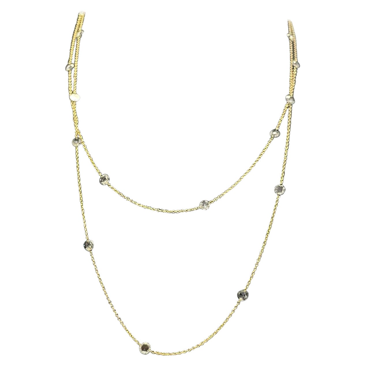 PANIM Halskette aus 18 Karat Gelbgold mit 2 Karat Diamanten im Rosenschliff