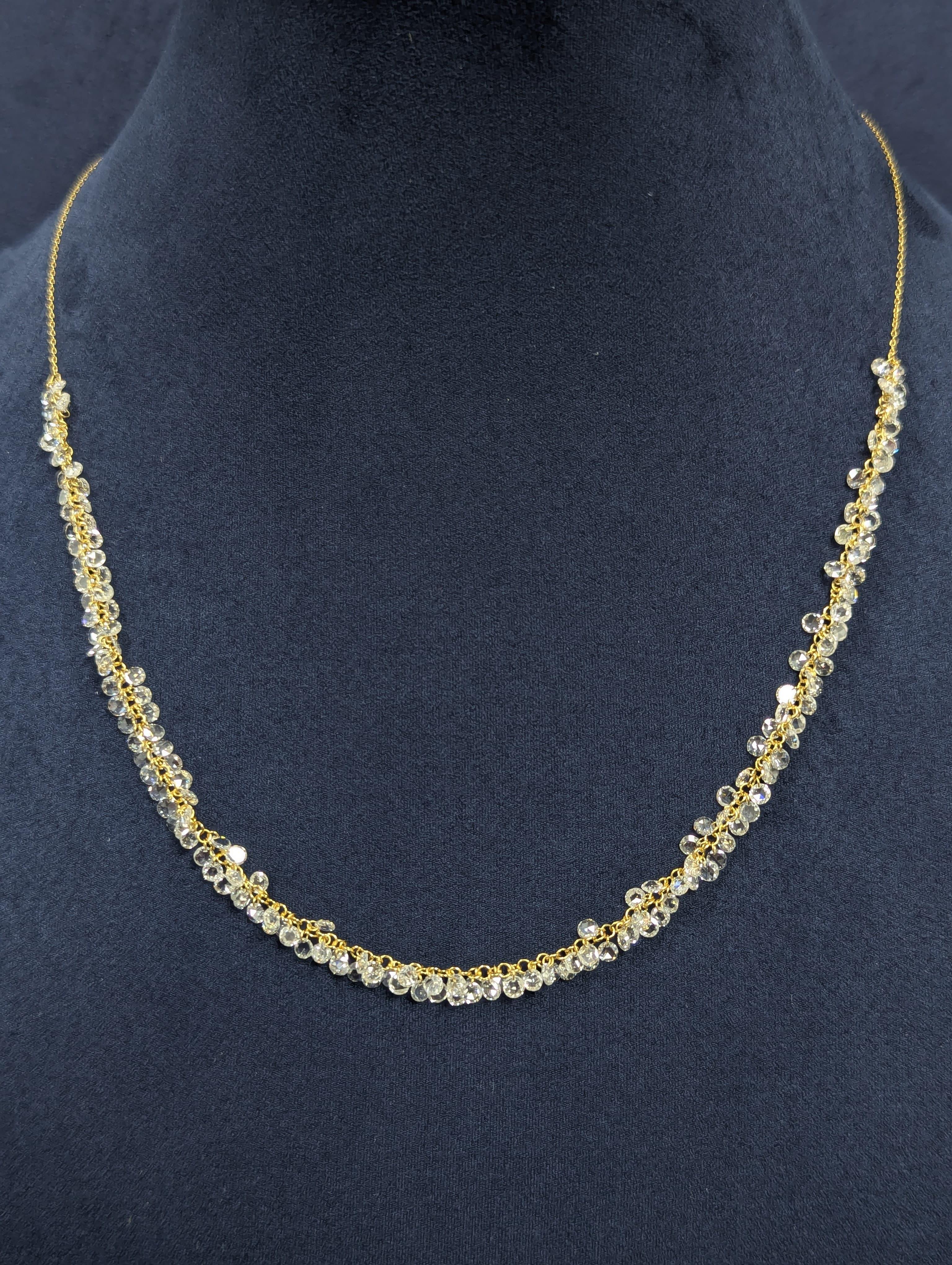 PANIM Collier pendentif à franges en or jaune 18 carats et diamants taille rose en vente 10