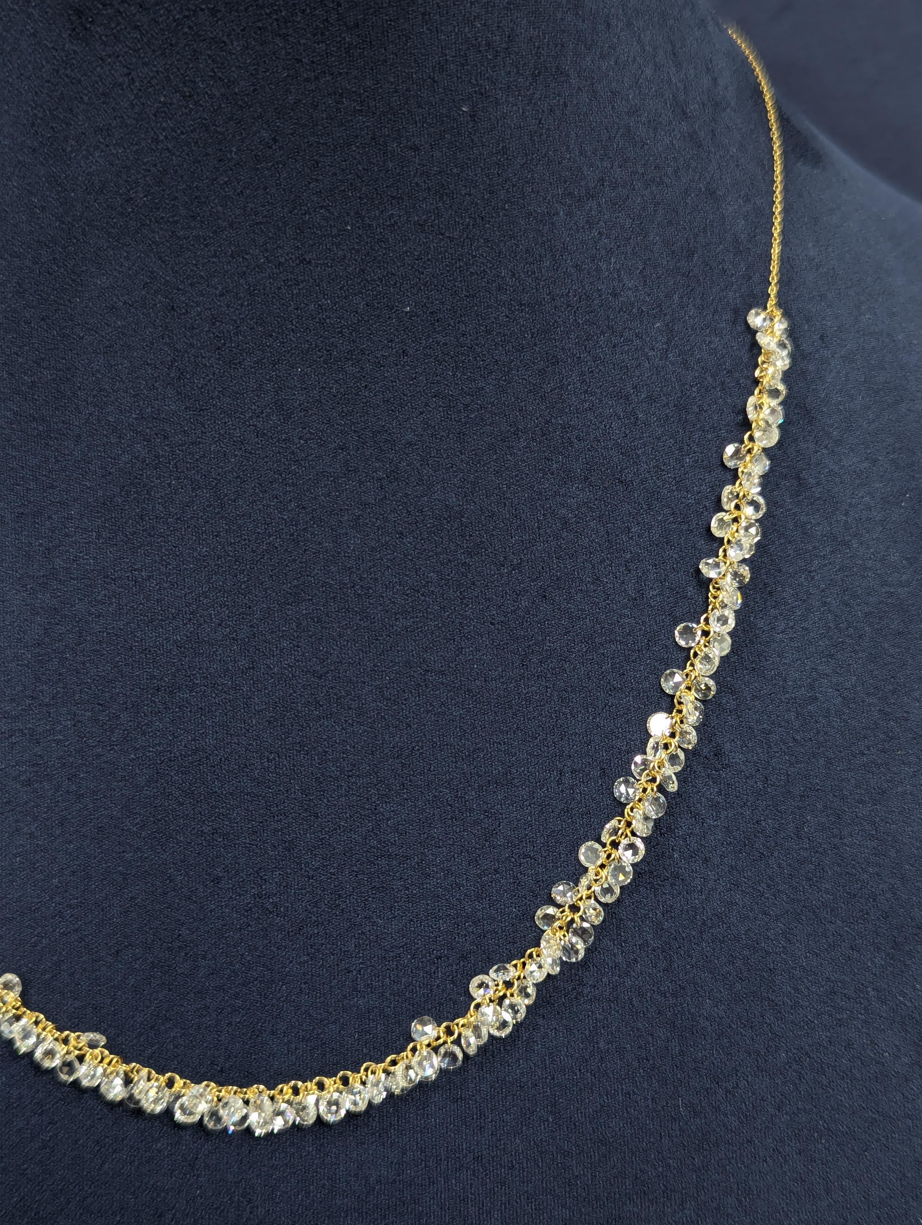 PANIM Collier pendentif à franges en or jaune 18 carats et diamants taille rose en vente 11