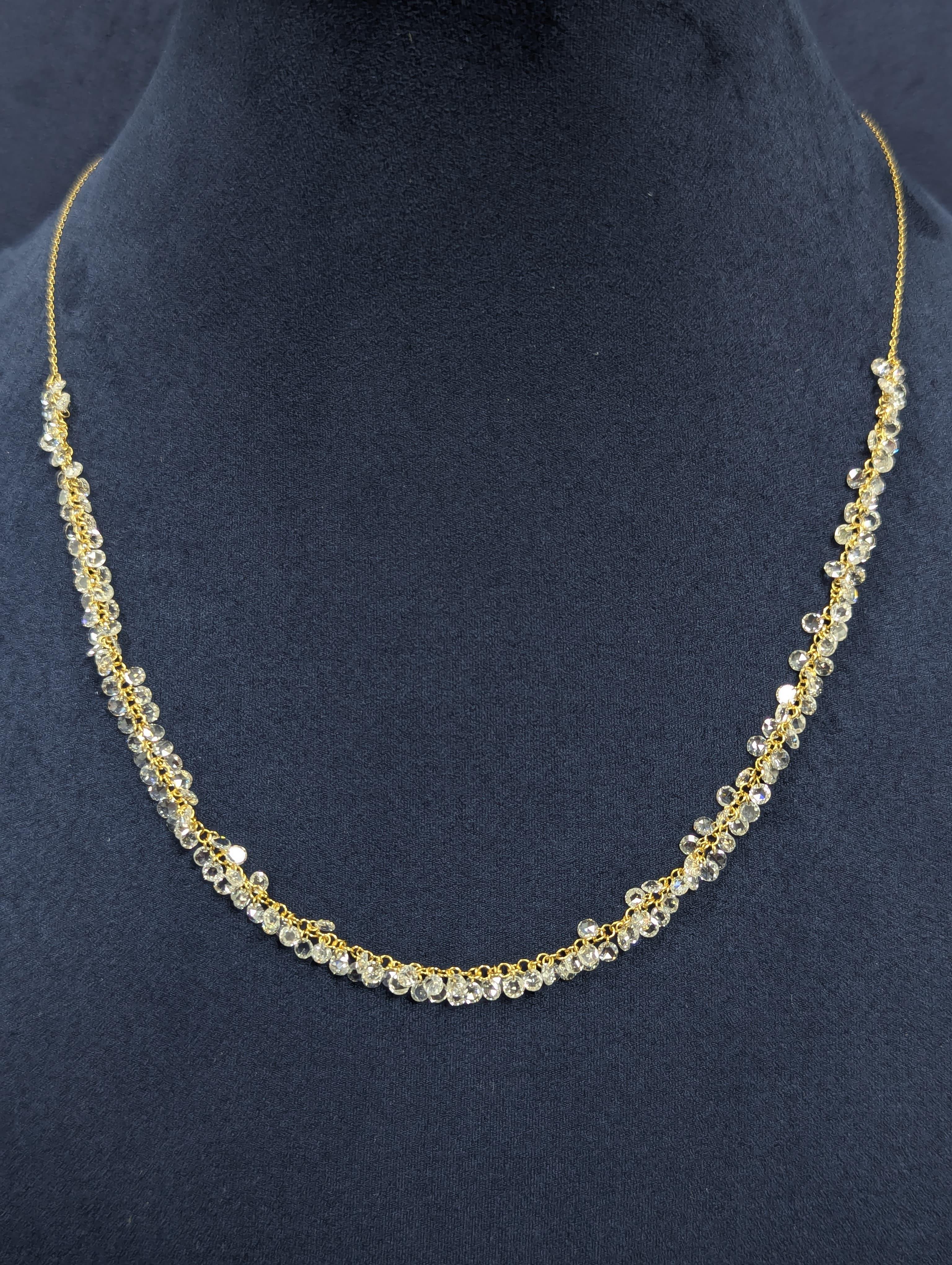 PANIM Collier pendentif à franges en or jaune 18 carats et diamants taille rose en vente 12