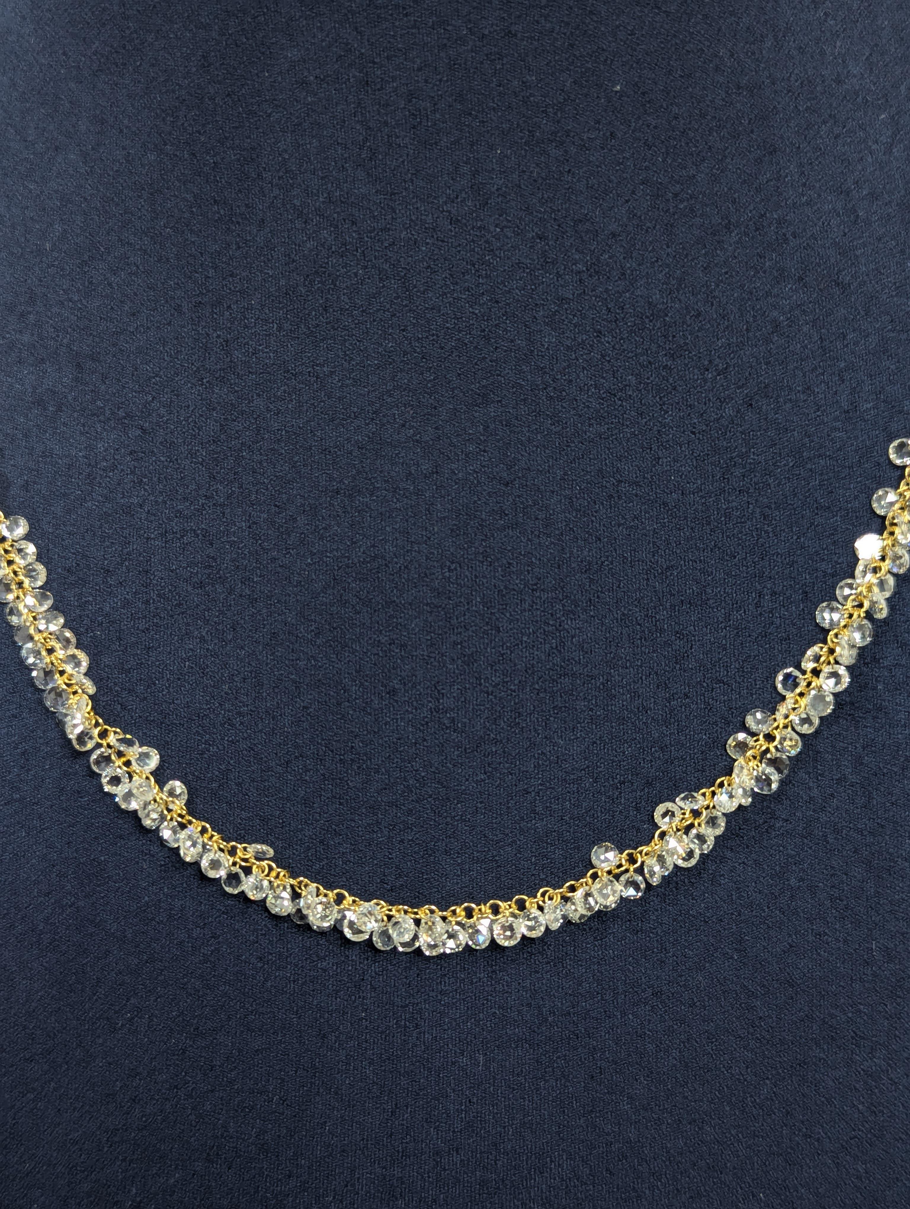 PANIM Collier pendentif à franges en or jaune 18 carats et diamants taille rose en vente 13