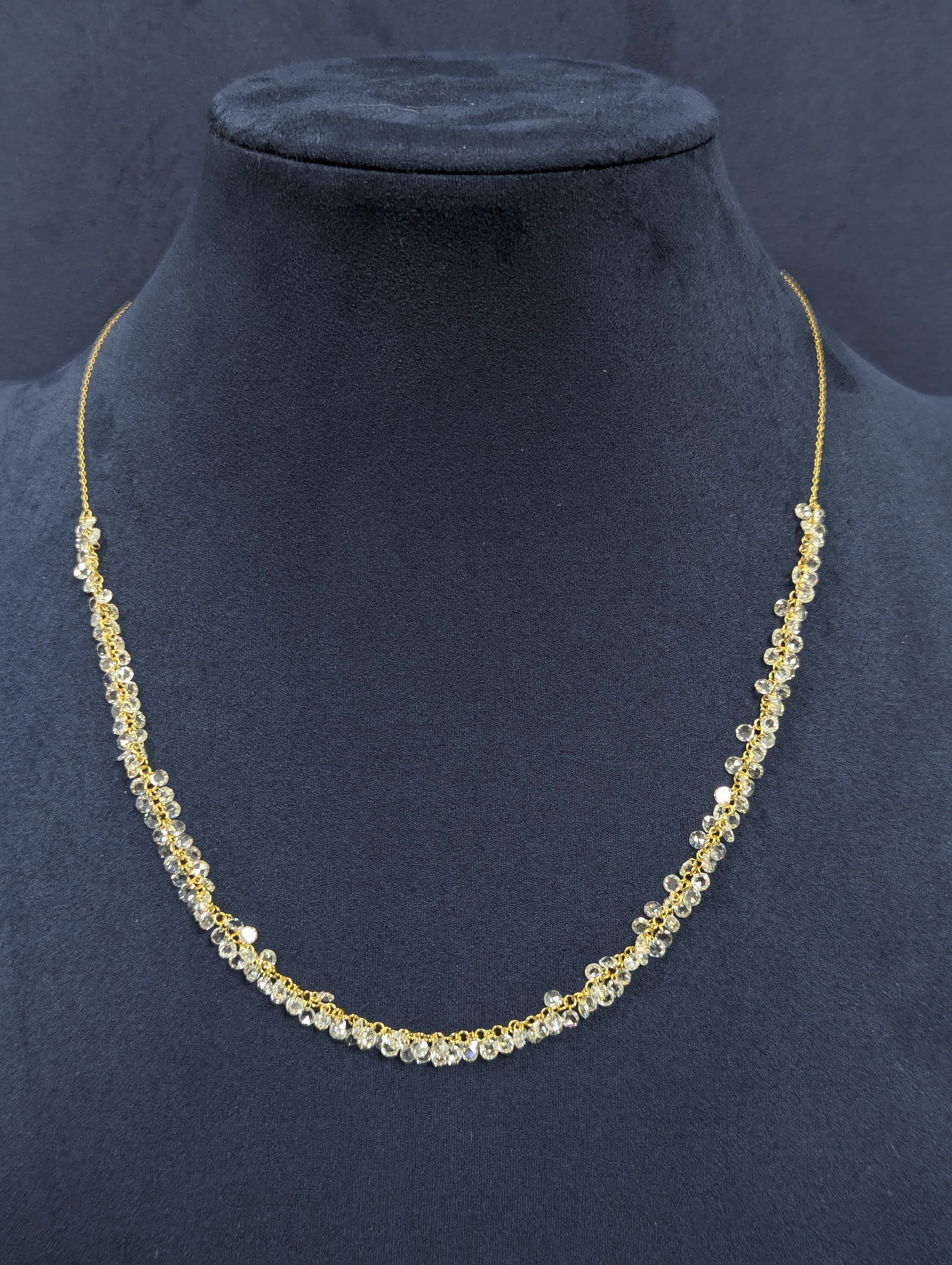 PANIM Collier pendentif à franges en or jaune 18 carats et diamants taille rose en vente 14