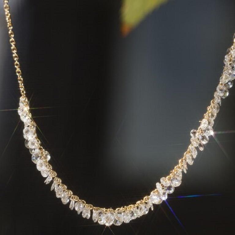 PANIM 18K Yellow Gold Diamond Rosecut Fringe Dangling Necklace In New Condition For Sale In Tsim Sha Tsui, Hong Kong