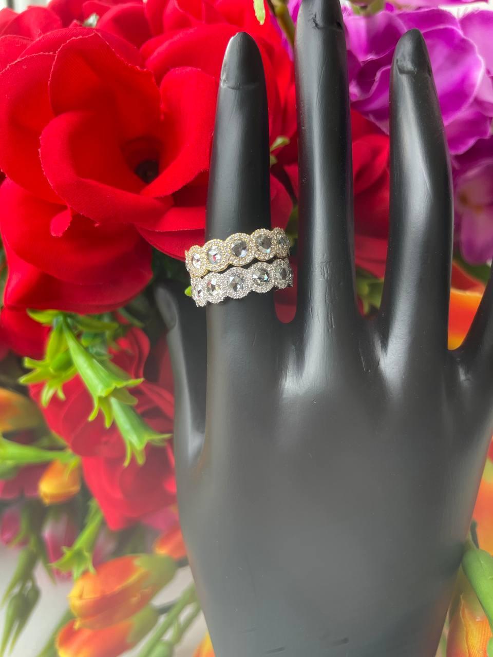 PANIM 18k Yellow Gold Round Rosecut Diamond Eternity Ring For Sale 8