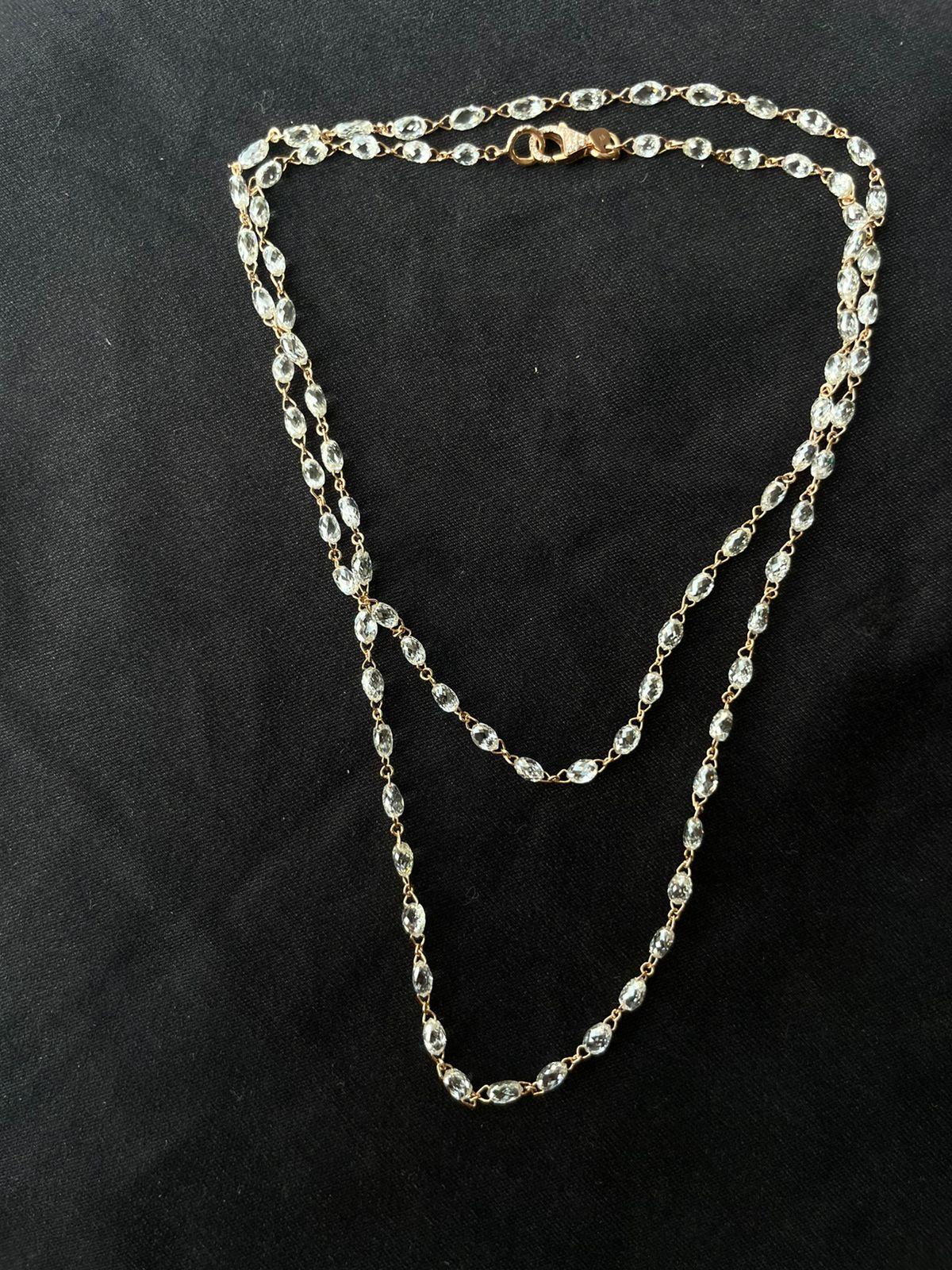 Panim 19.87 Carats Diamond Briolette Chain Necklace in 18k Yellow Gold For Sale 3