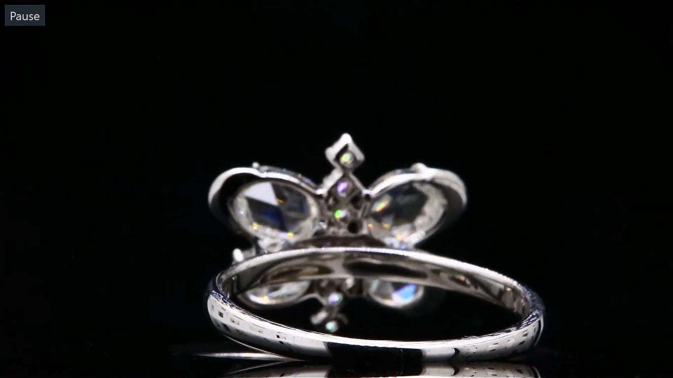 Moderno PANIM Anello con diamante a rosetta a farfalla da 1 carato in oro bianco 18 carati in vendita